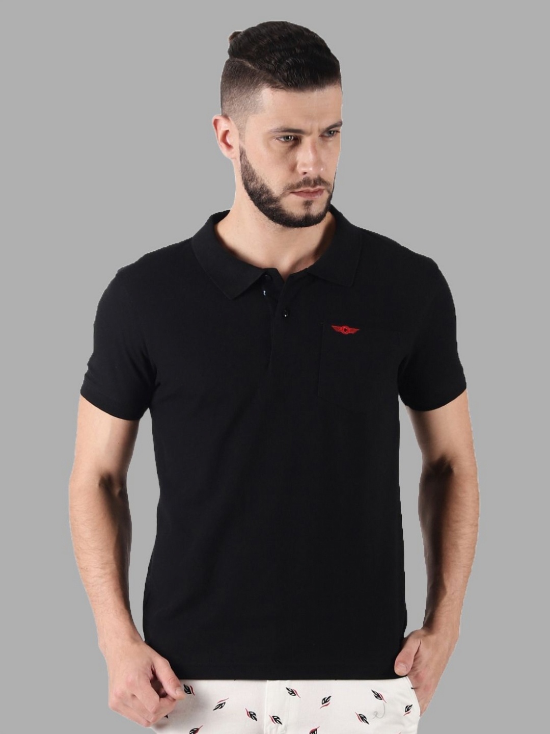 

Force NXT Men Solid Polo Collar Cotton T-Shirt, Black