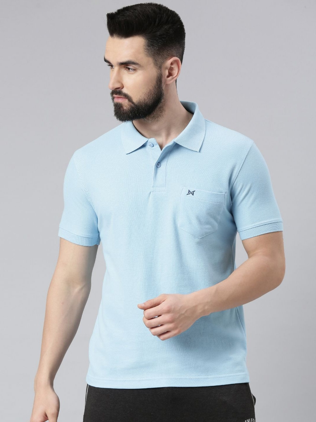 

Force NXT Men Solid Polo Collar Cotton T-Shirt, Blue