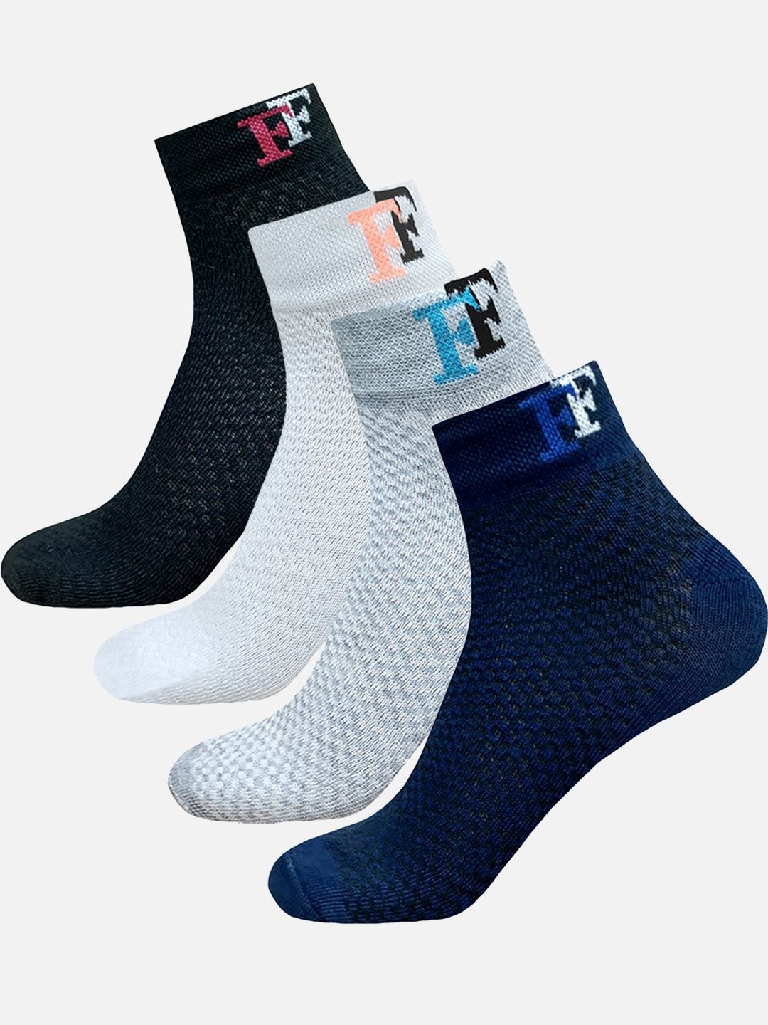 

FIMS Men Pack Of 4 Patterned Ankle-Length Socks, Blue