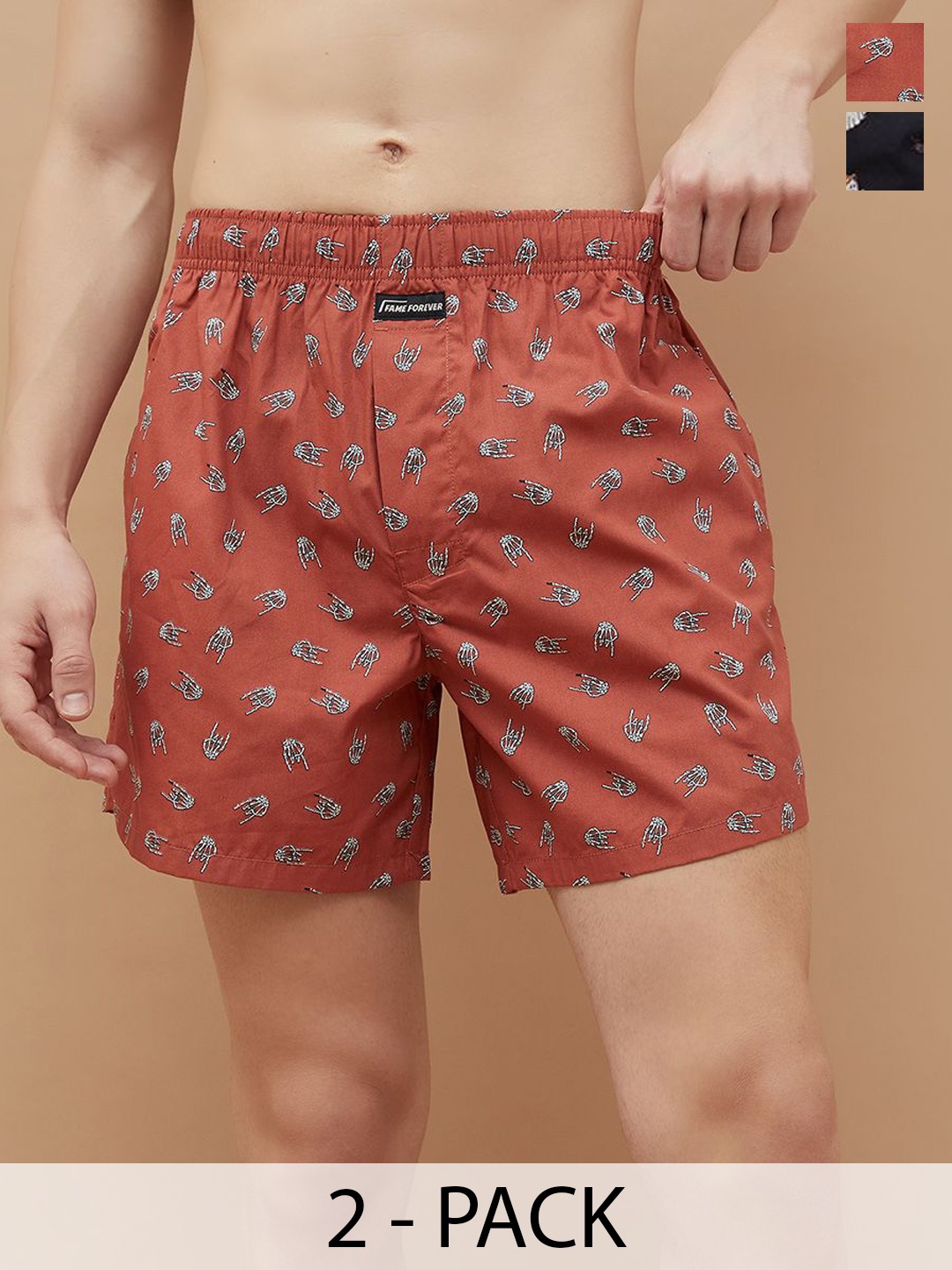

Fame Forever by Lifestyle Pack Of 2 Printed Cotton Boxers1000013713285-MULTI, Black
