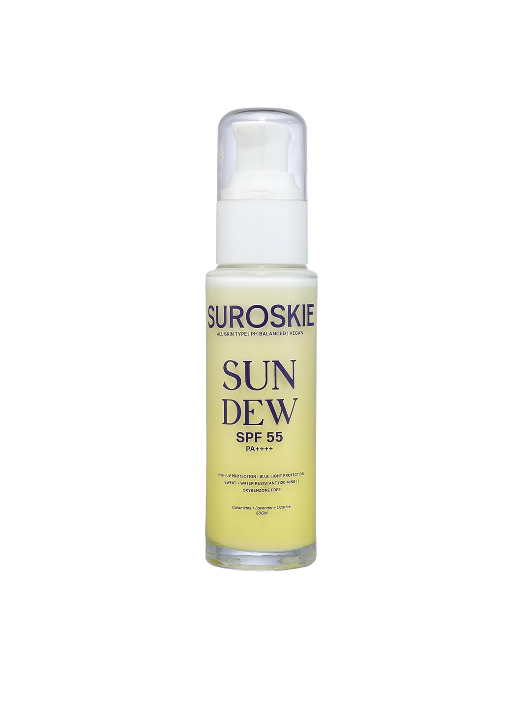 

SUROSKIE Sun Dew UV & Blue Light Protection Sunscreen SPF55 PA++++ 50g, White