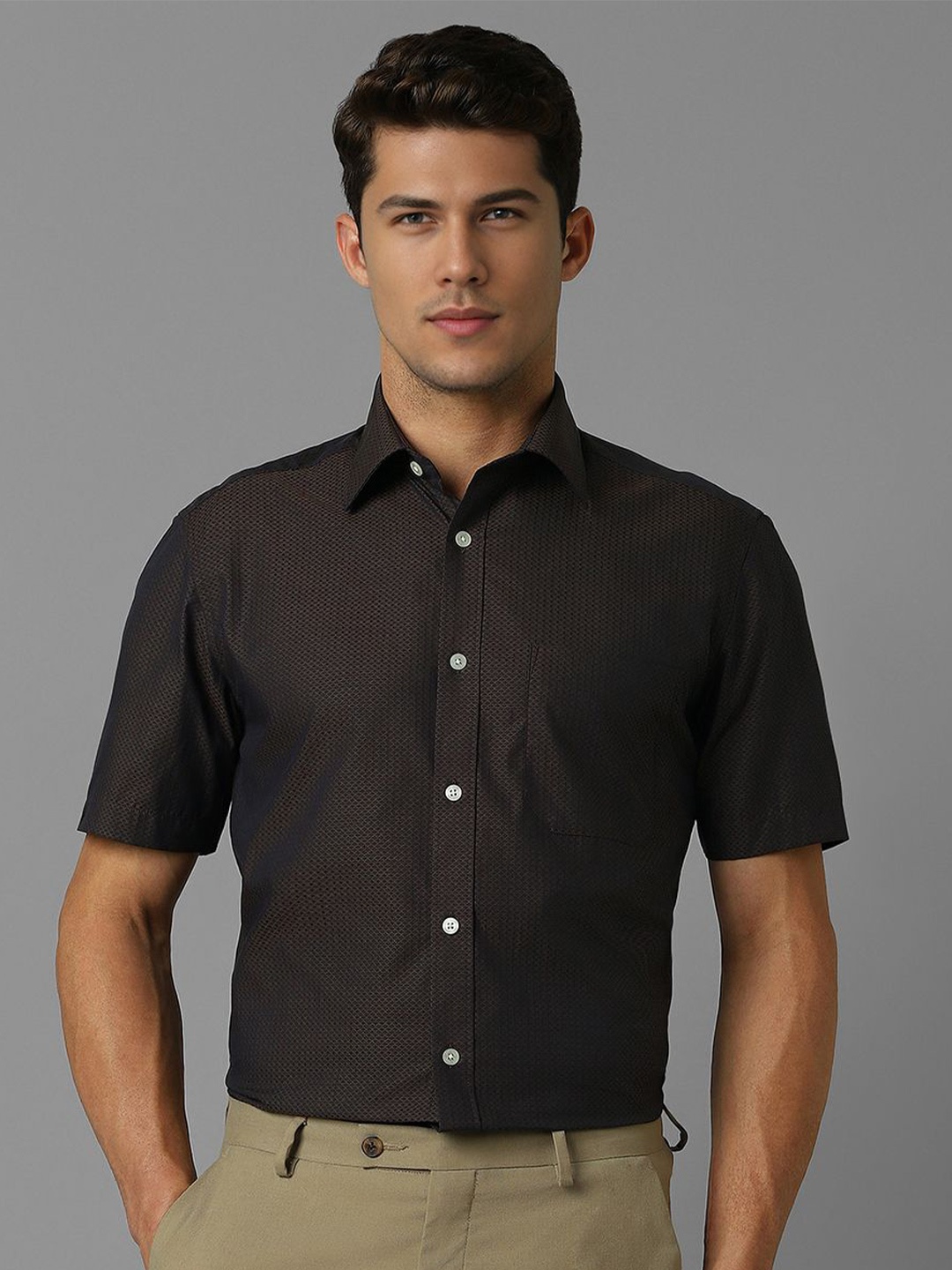 

Louis Philippe Men Classic Opaque Formal Shirt, Brown