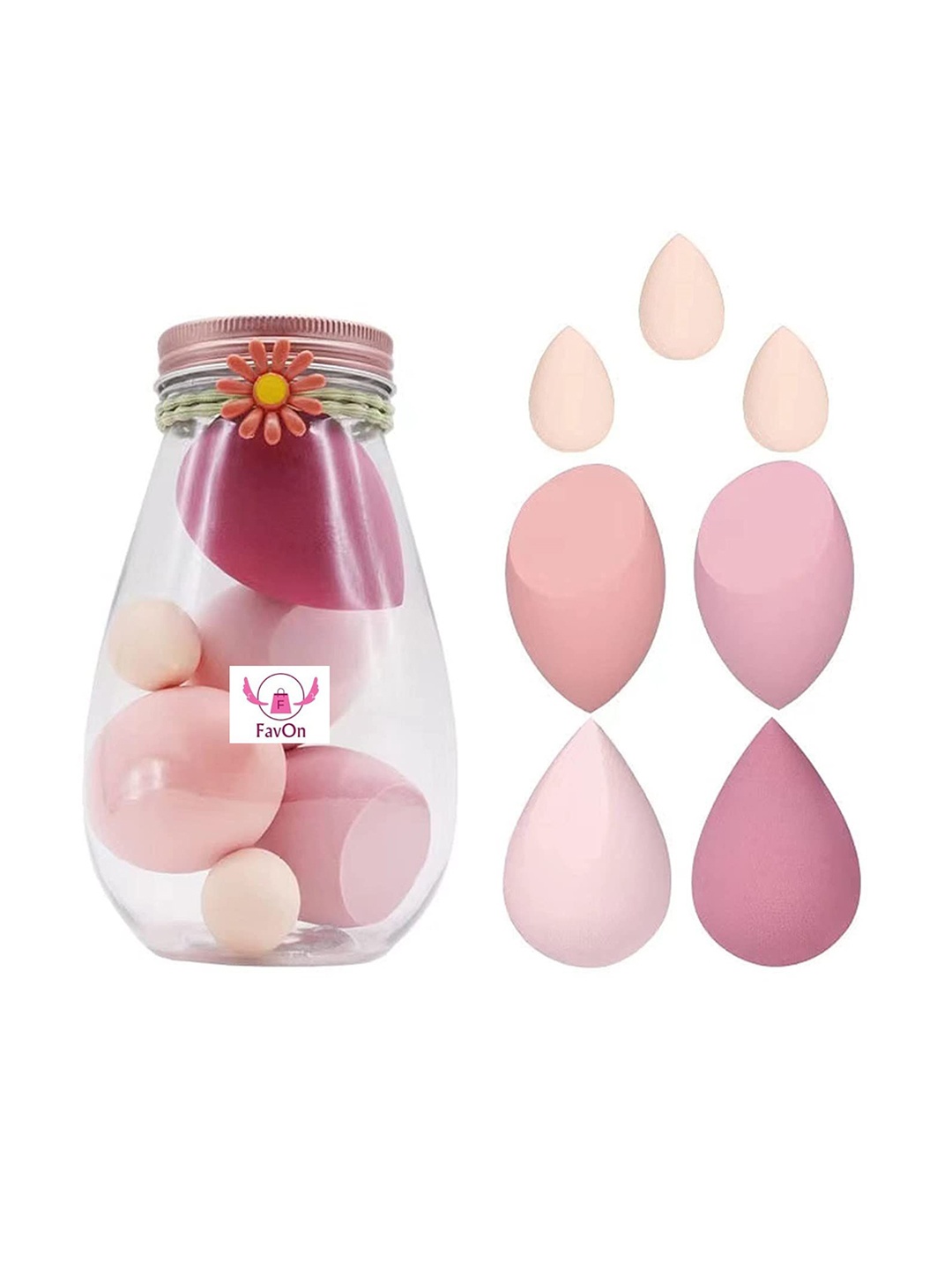 

FAVON Pack of 7 Professional Makeup Sponges (4 large+3 small) with Storage Box, Multi