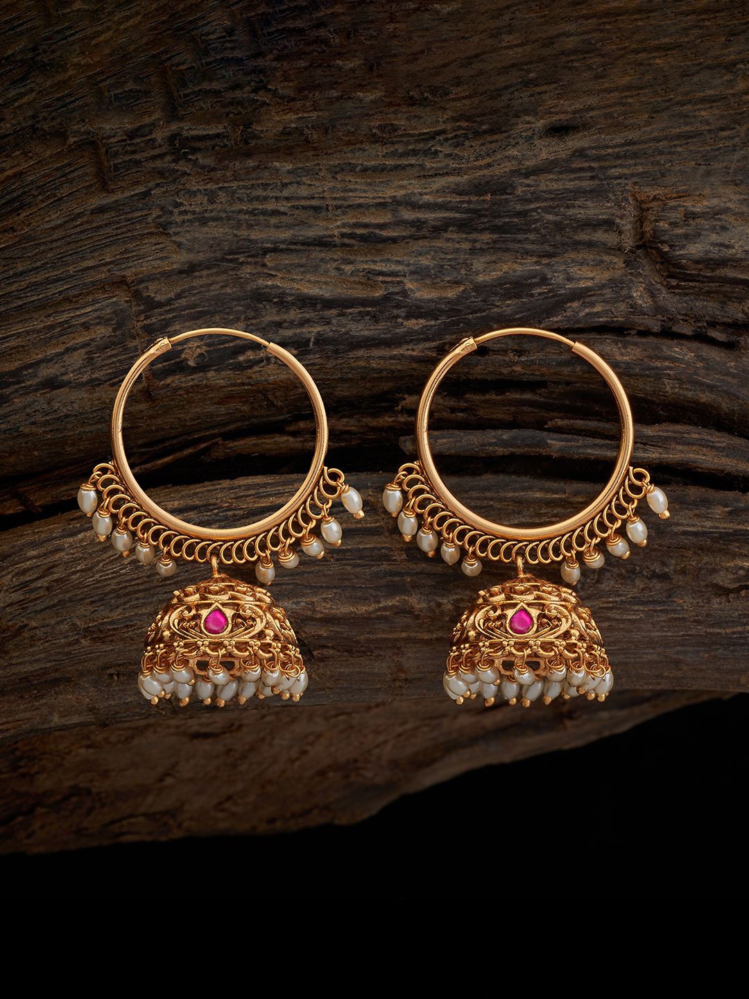 

Kushal's Fashion Jewellery Gold-Plated Dome Shaped Jhumkas