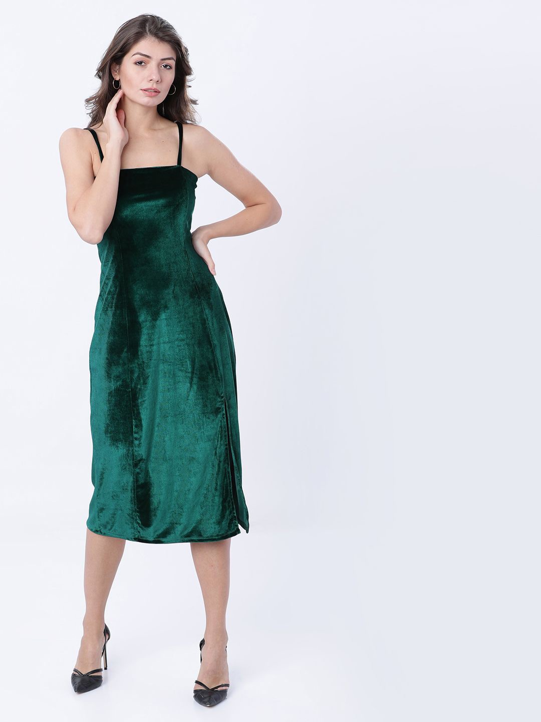 

Tokyo Talkies Shoulder Straps Sheath Midi Dress, Green