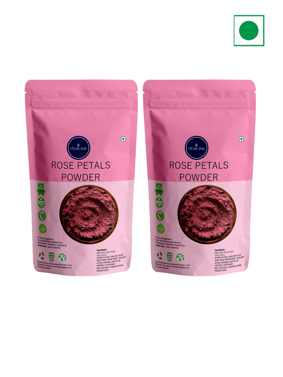 

VEDICINE Set Of 2 Rose Petals Powder Face Pack - 100g Eacm