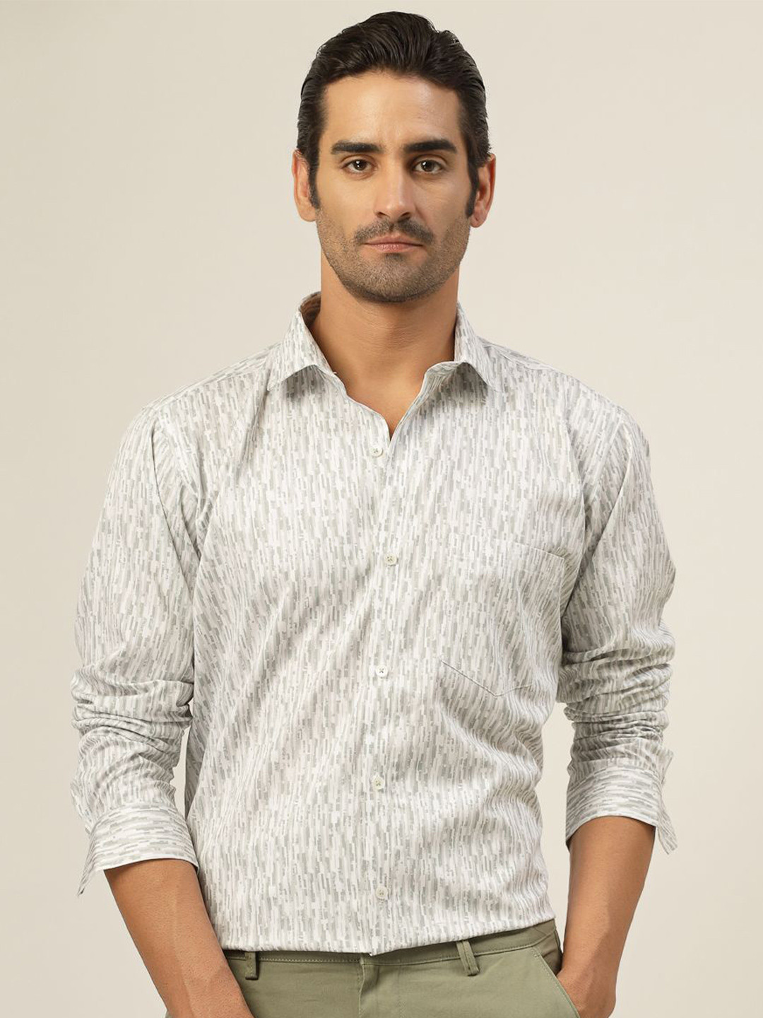 

JADEBERRY Men Classic Slim Fit Opaque Printed Party Shirt, Grey