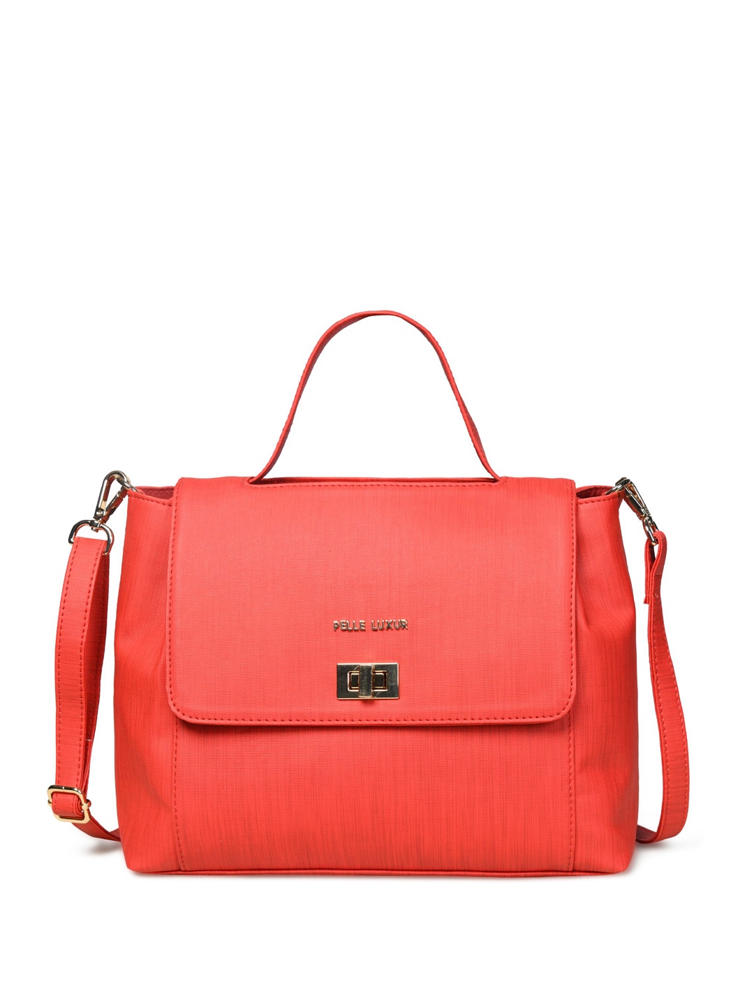 

PELLE LUXUR PU Structured Satchel, Red
