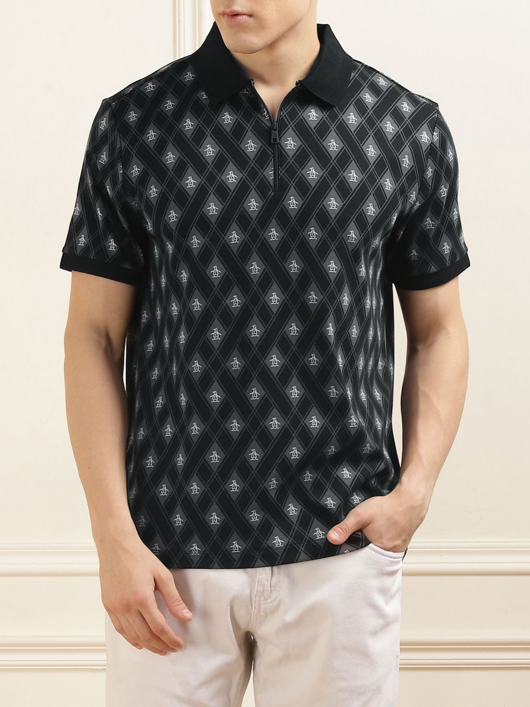 

Original Penguin Men Printed Polo Collar Pockets T-shirt, Navy blue