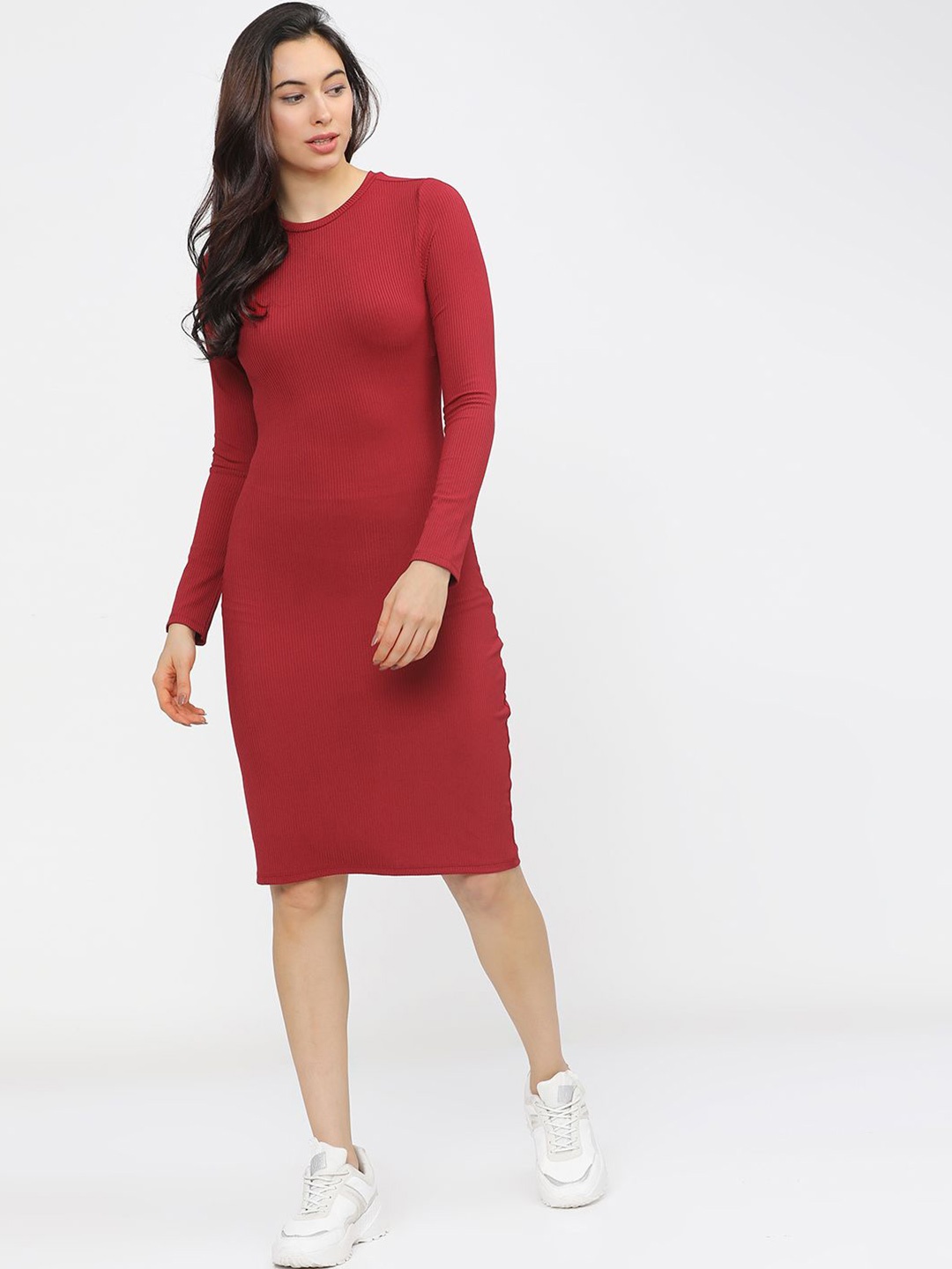 

Tokyo Talkies Ribbed Bodycon Dress, Red