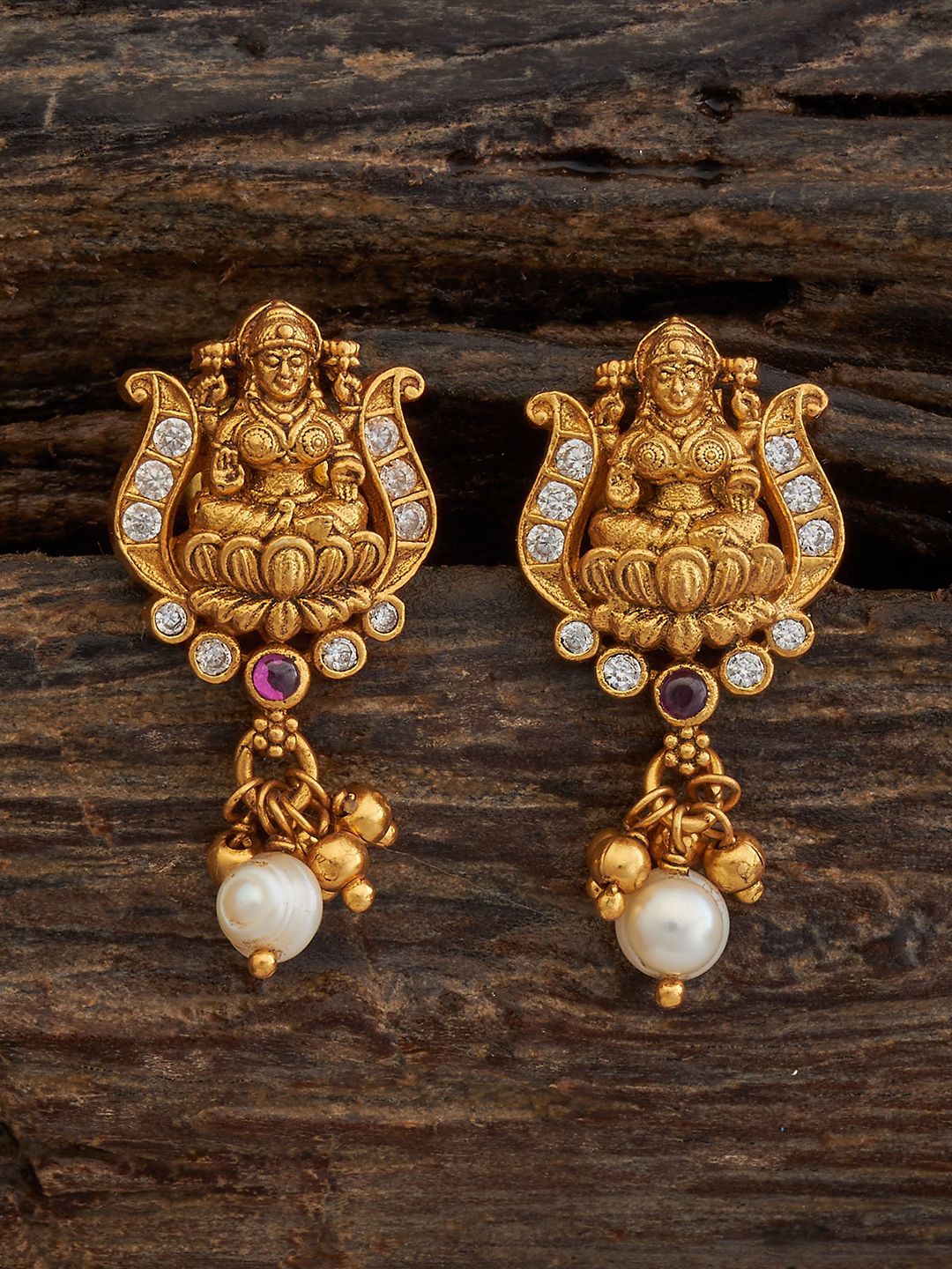 

Kushal's Fashion Jewellery 92.5 Pure Silver Gold-Plated Circular Drop Earrings