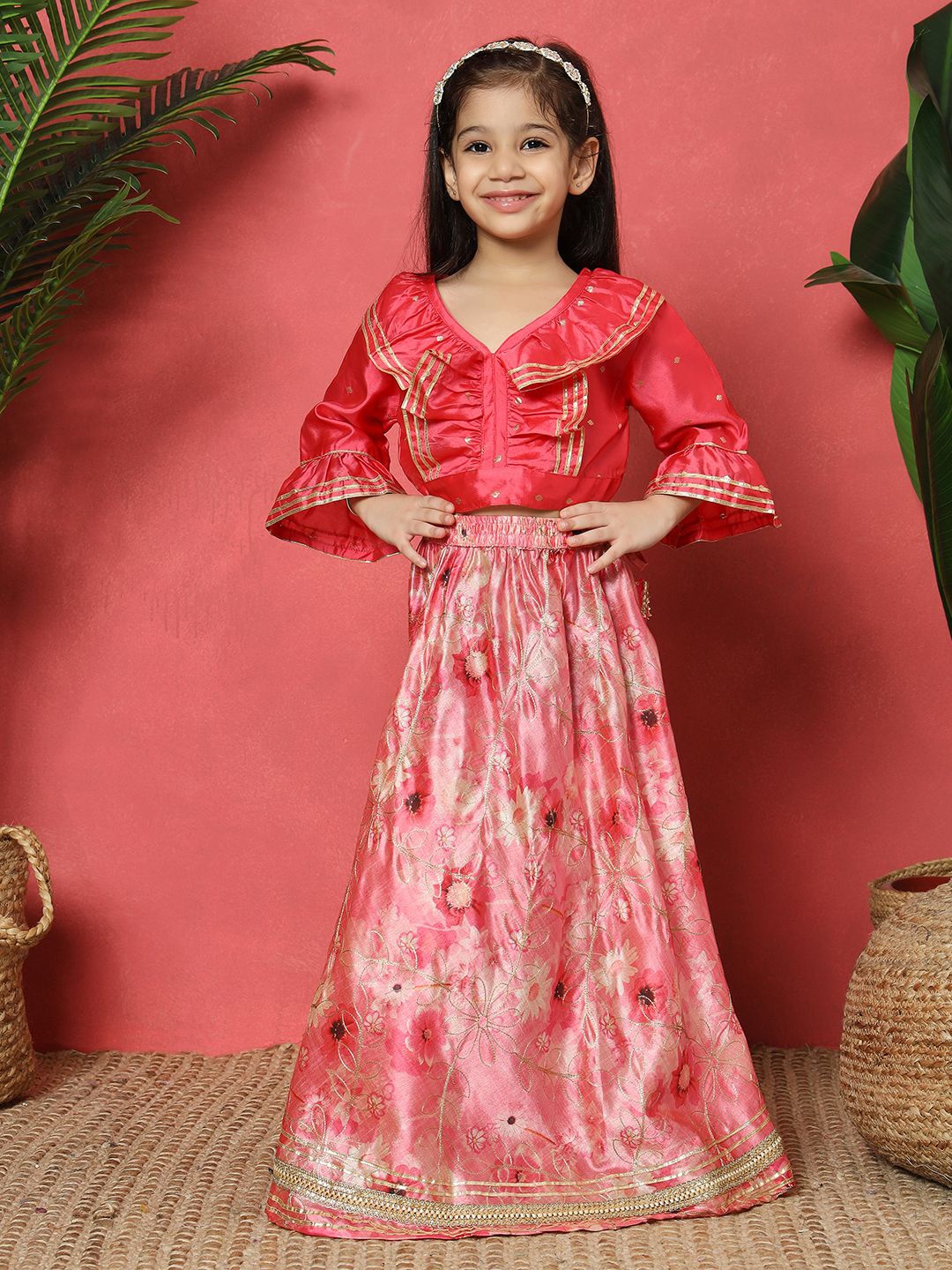 

Readiprint Girls Ready to Wear Lehenga &, Pink