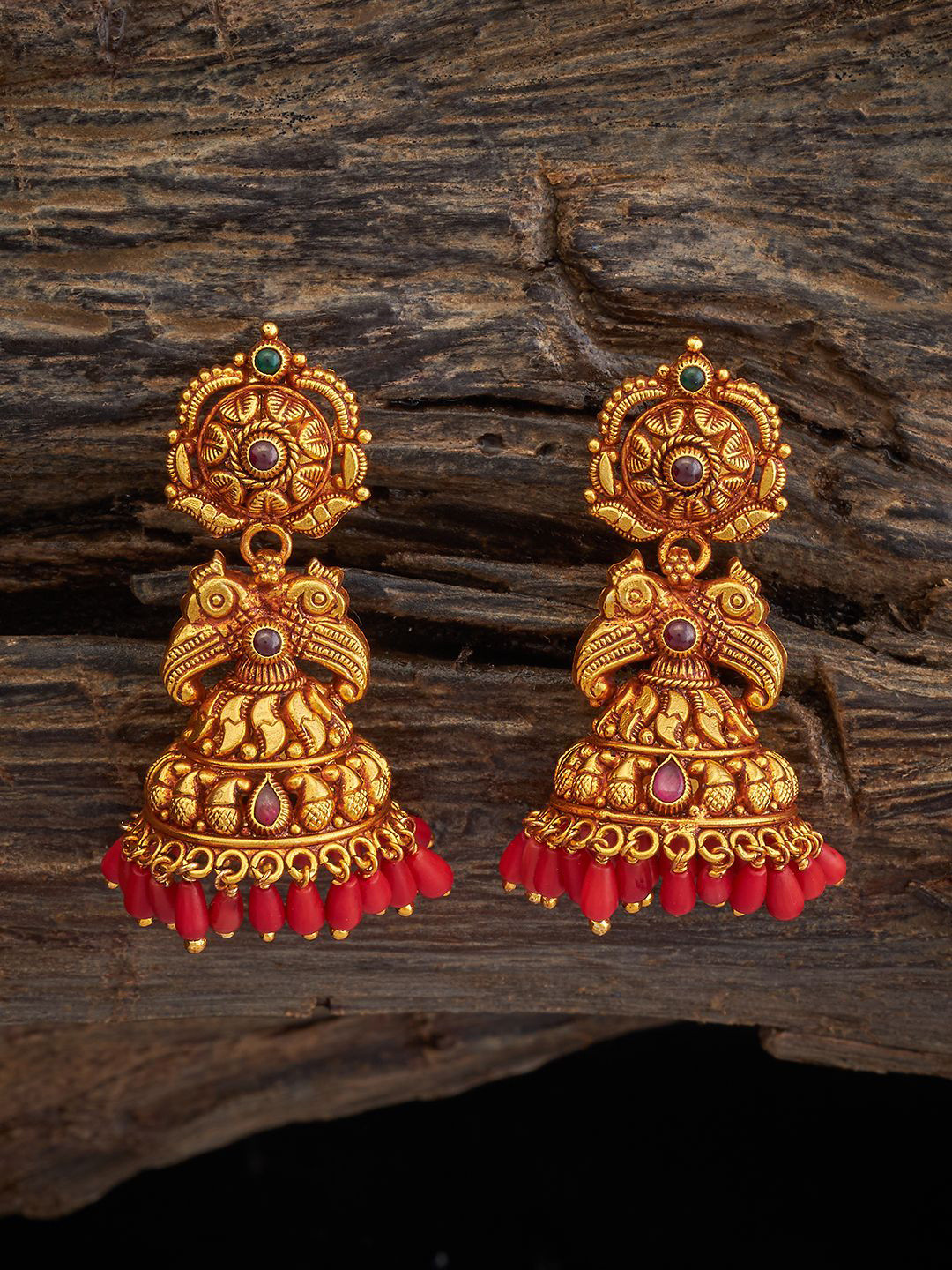 

Kushal's Fashion Jewellery 92.5 Pure Silver Dome Shaped Jhumkas Earrings, Gold