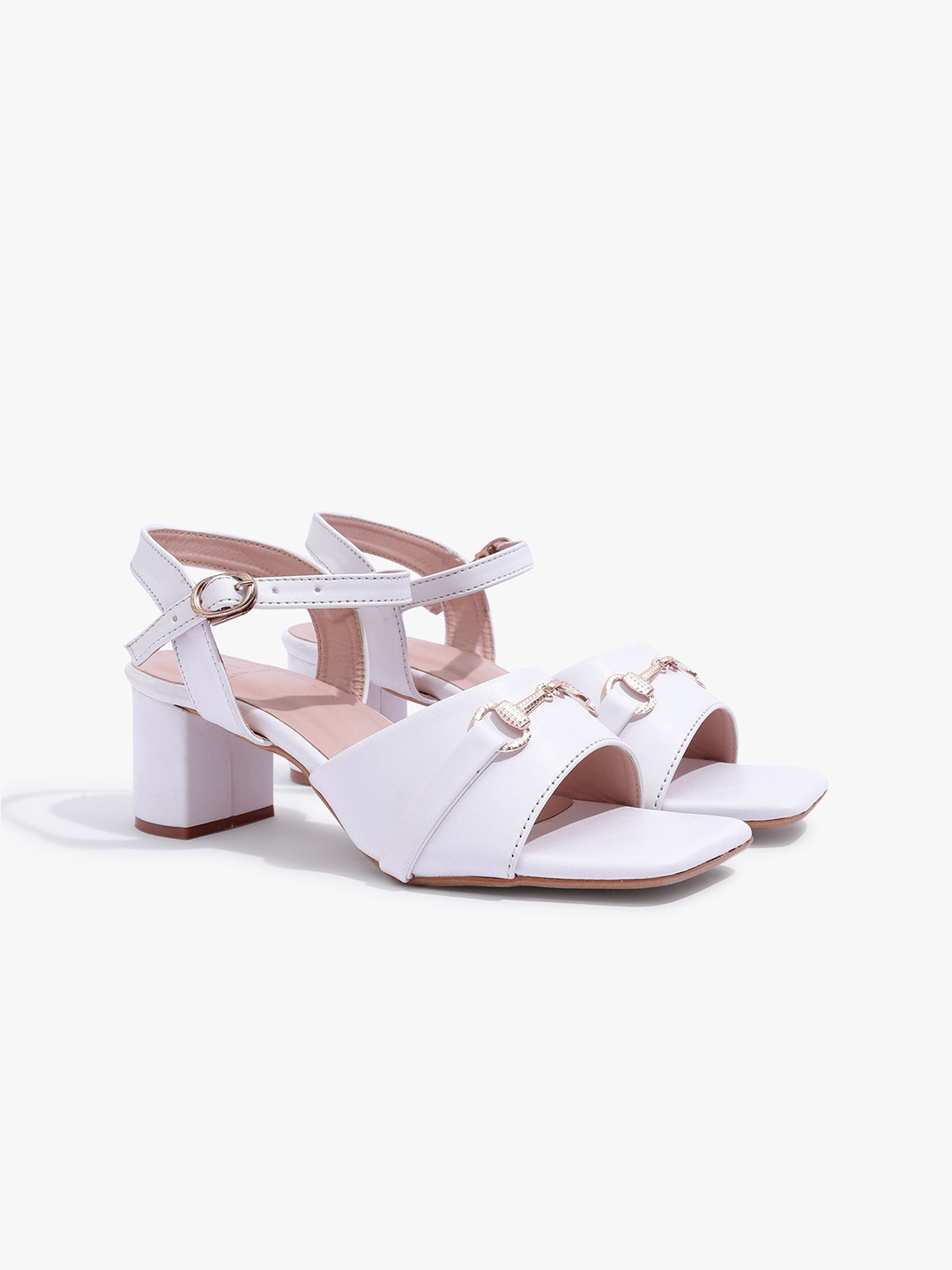 

Carlton London Women Block Heels Sandals with Buckles, White