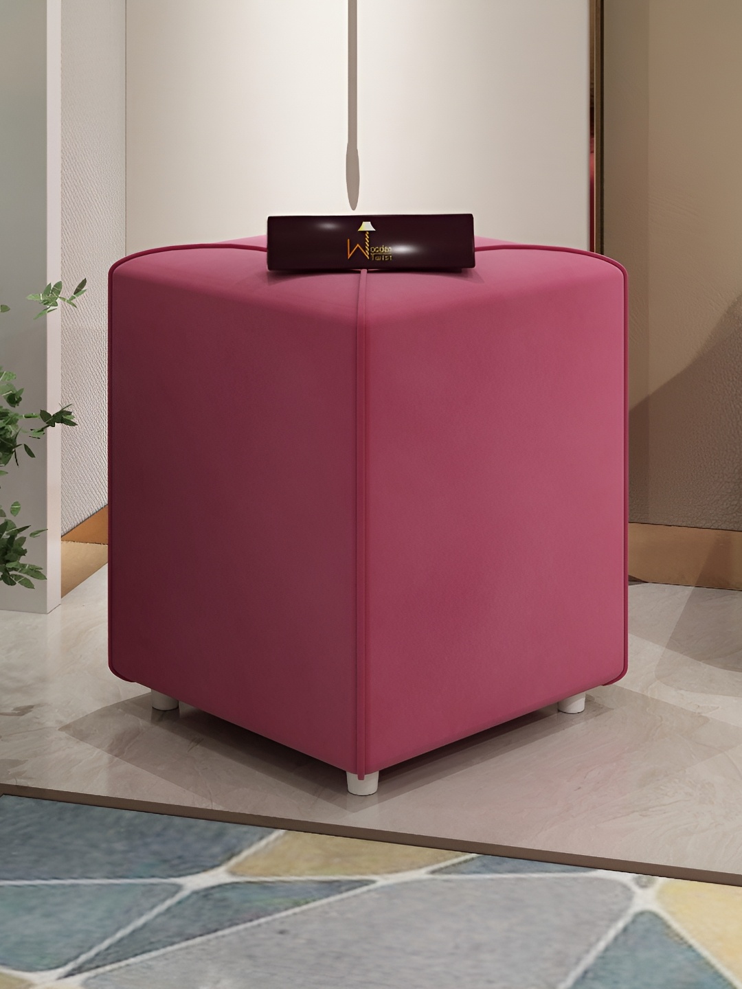 

Wooden Twist Pink Square Wooden Ottomans