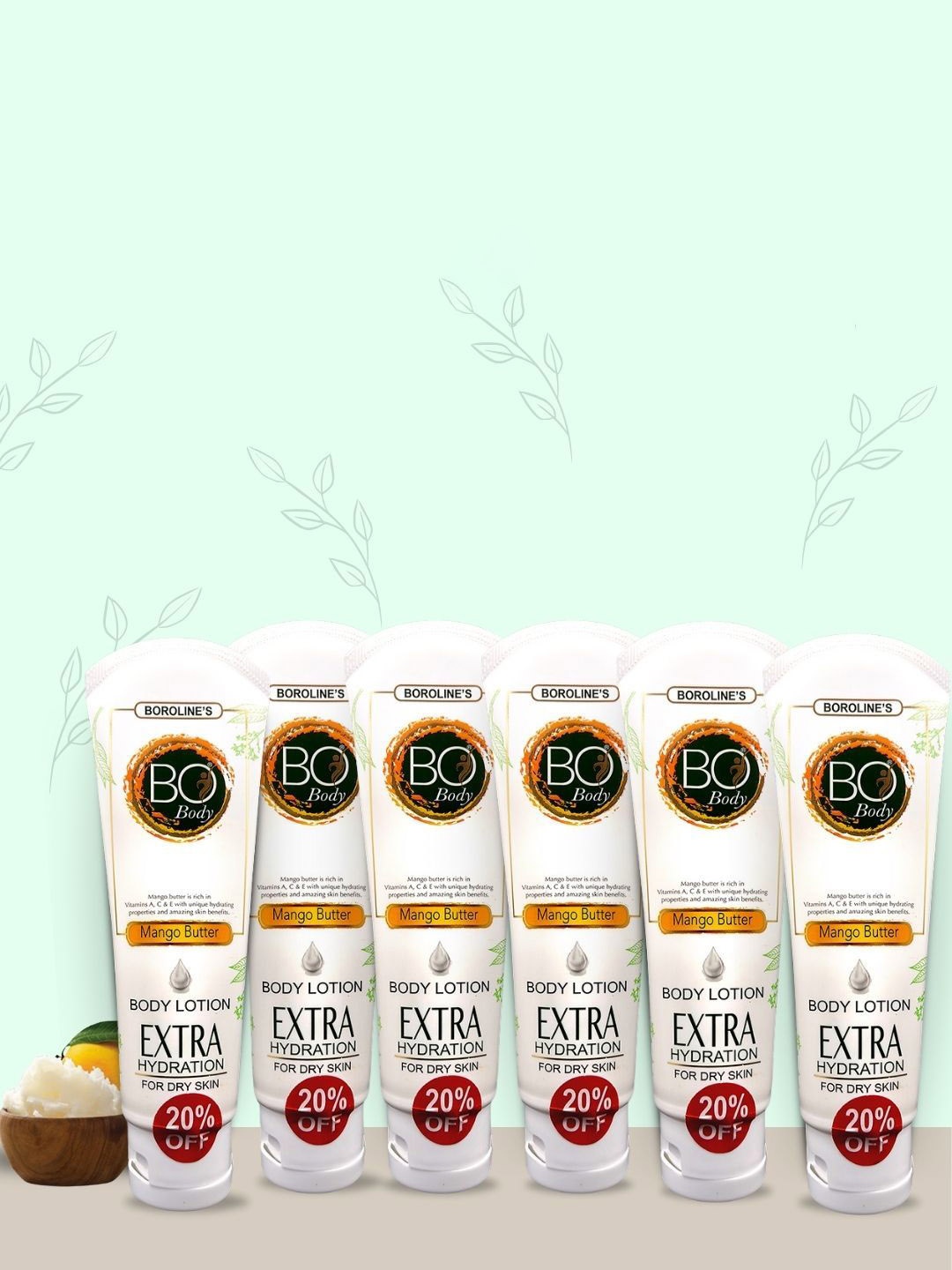 

BOROLINE Set Of 6 Mango Butter Body Lotion 100 ml Each, White