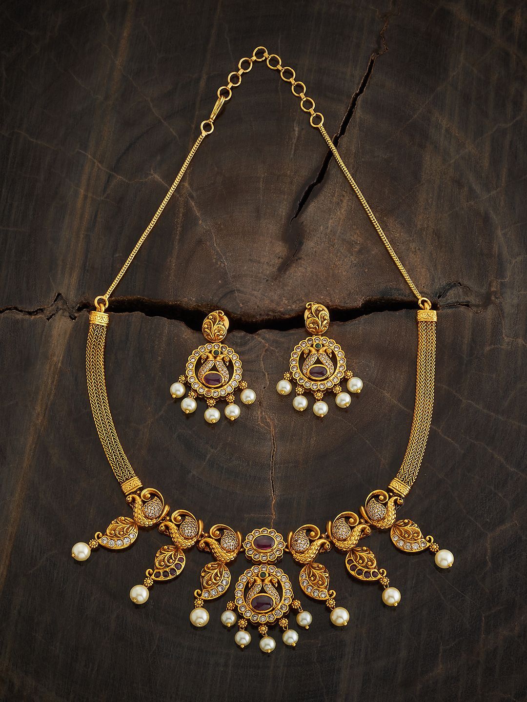 

Kushal's Fashion Jewellery Gold-Plated Stone-Studded and Beaded Jewellery Set