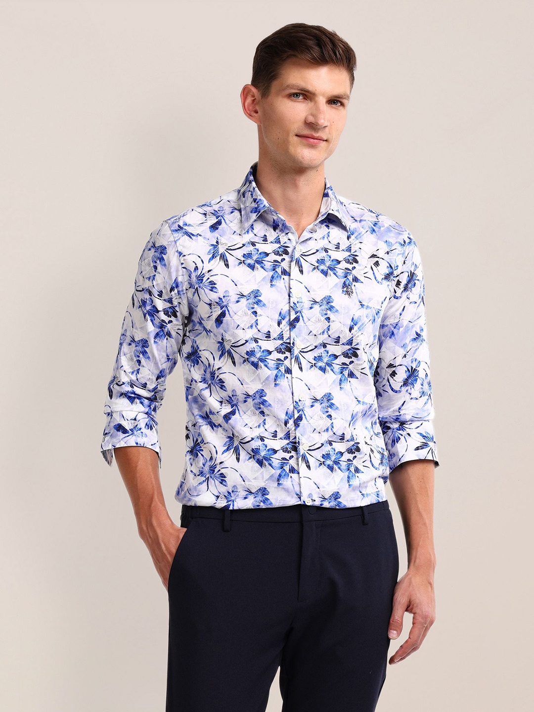 

U.S. Polo Assn. Men Classic Floral Opaque Printed Casual Shirt, Blue