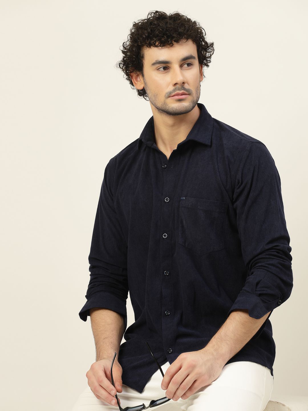 

JADEBERRY Men Classic Slim Fit Opaque Casual Shirt, Navy blue