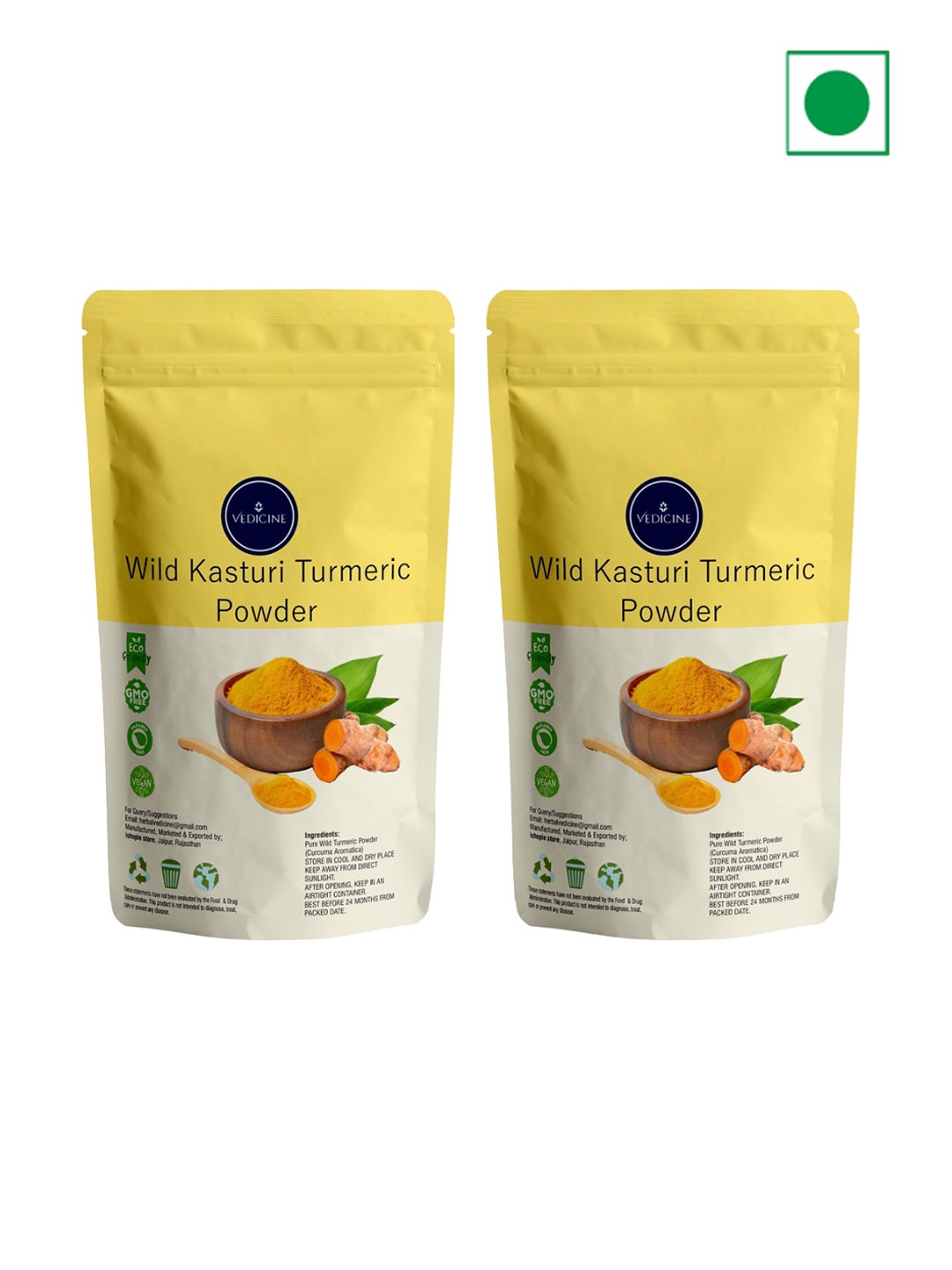 

VEDICINE Wild Turmeric Power Set Of 2 Face Pack - 100g Each, Yellow