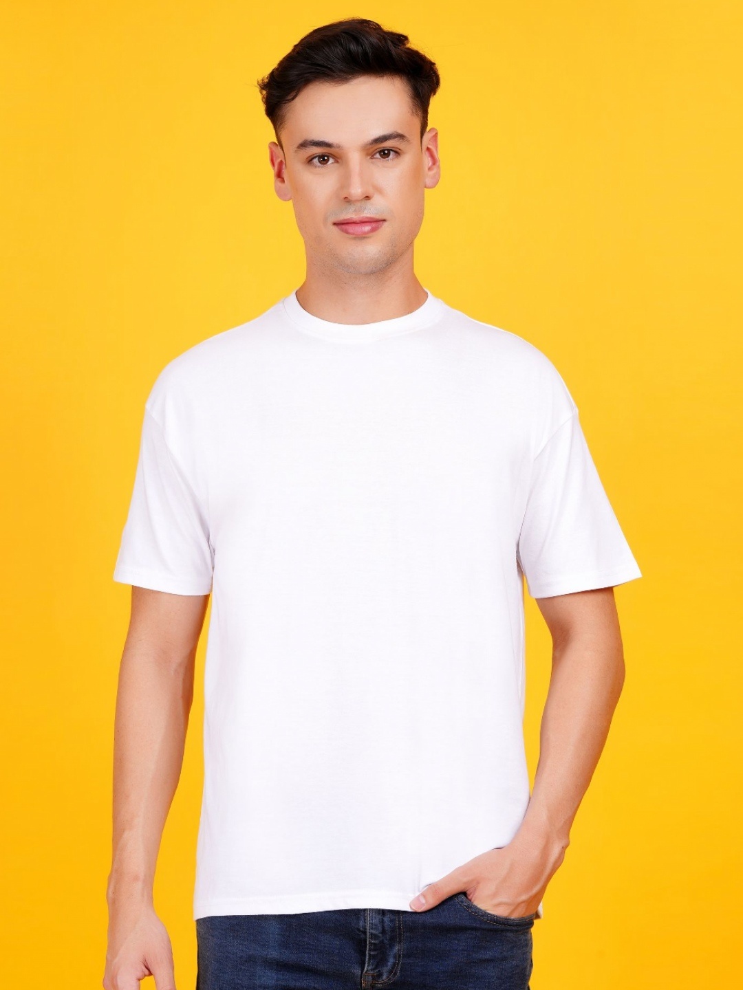 

DAFABFIT Men Raw Edge T-shirt, White