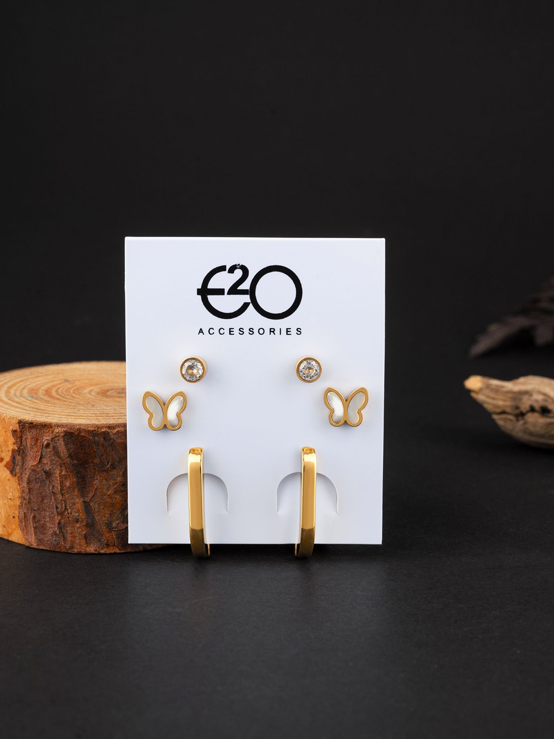 

E2O Contemporary Studs Earrings, Gold