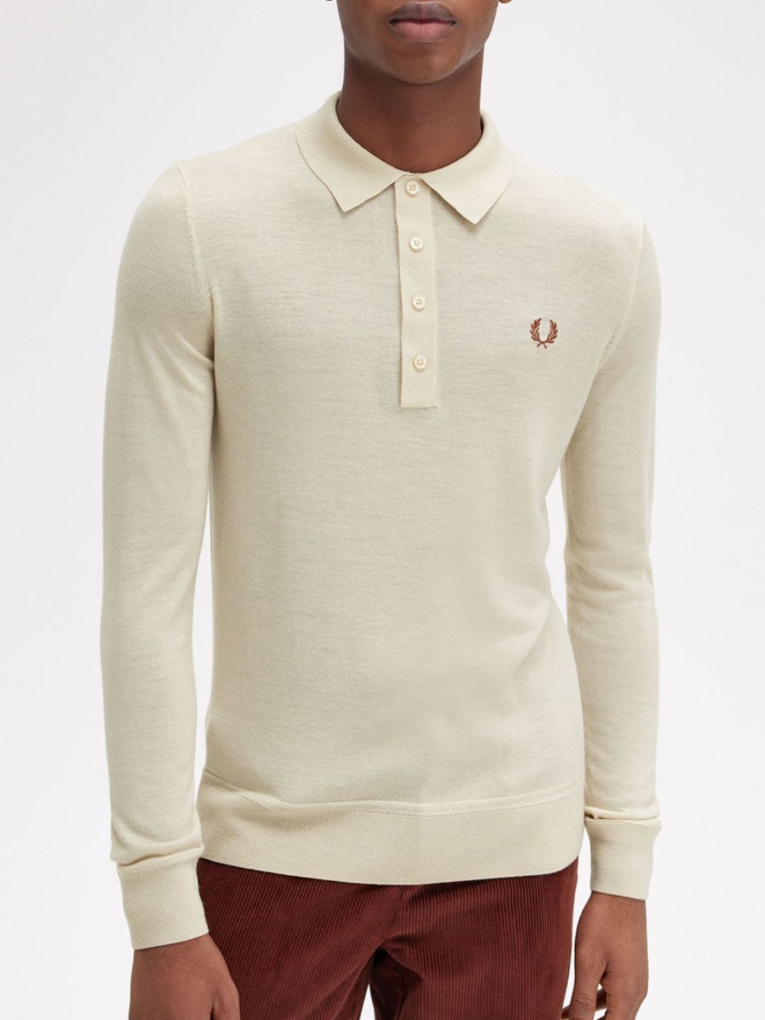 

Fred Perry Men Polo Collar Applique T-shirt, Beige