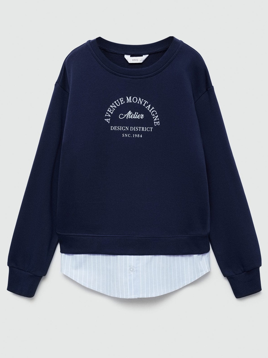 

Mango Kids Girls Cotton Round Neck Printed Sweatshirt, Navy blue