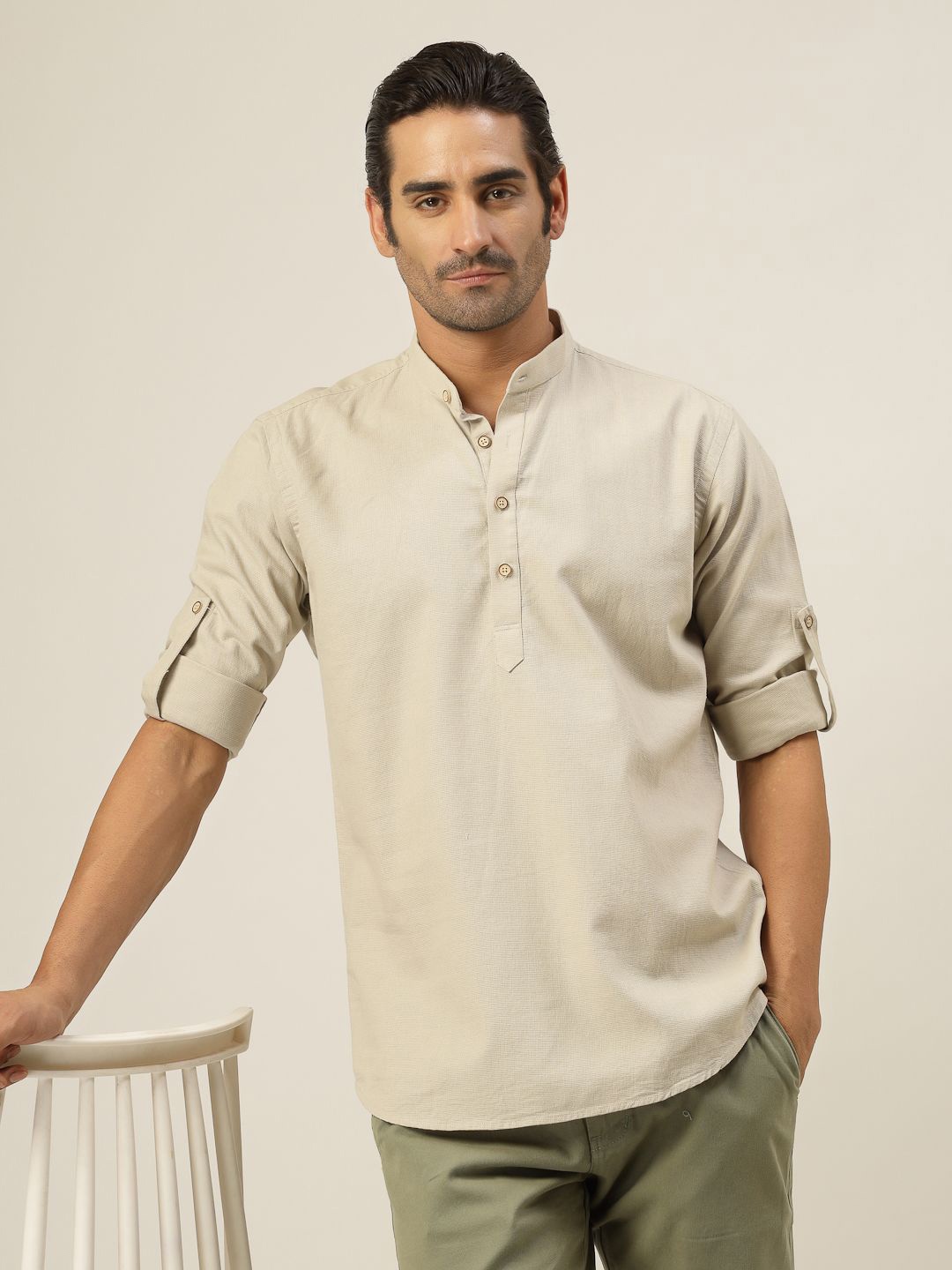 

JADEBERRY Men Classic Slim Fit Opaque Casual Shirt, Cream