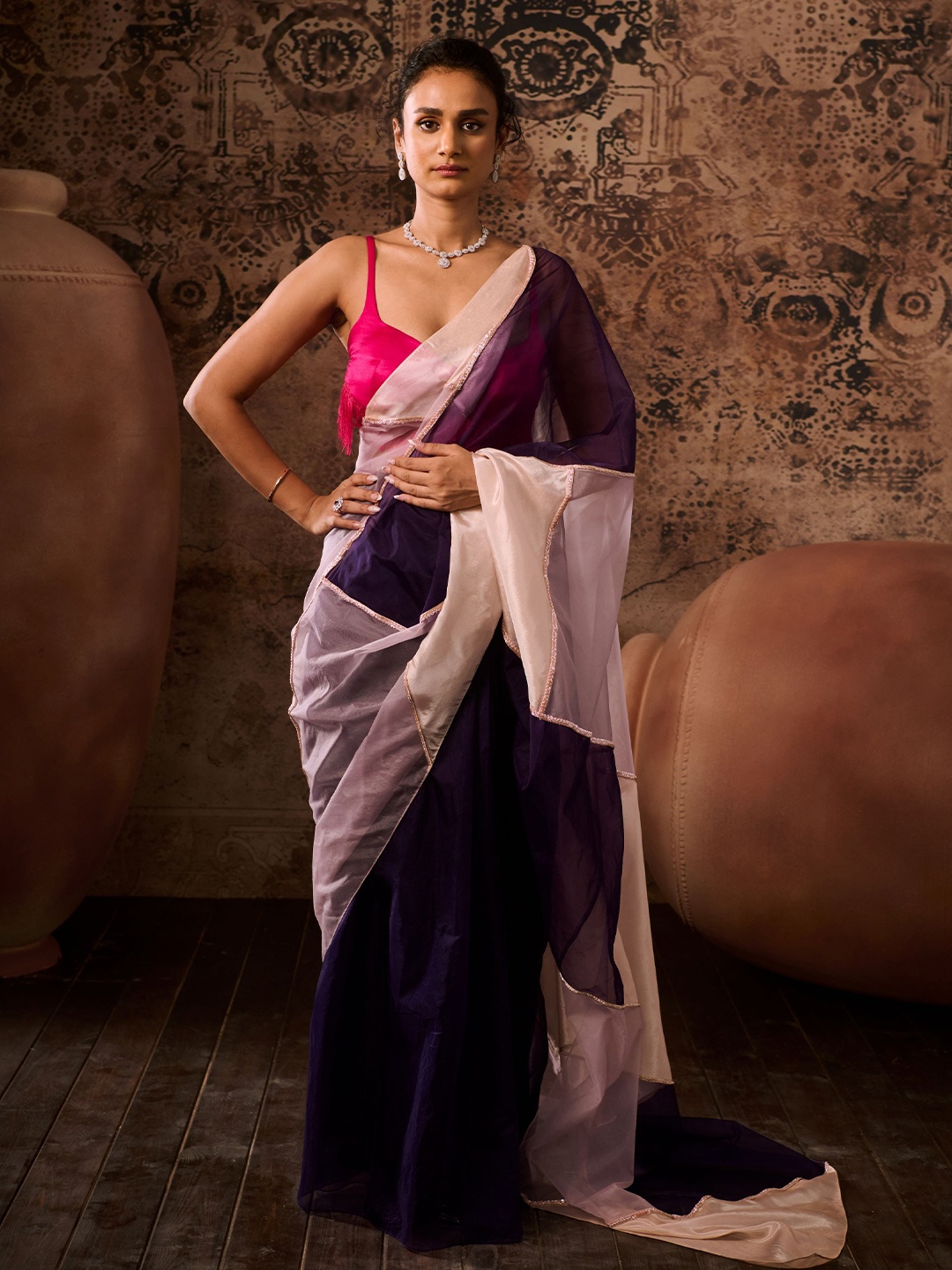 

Masumi Mewawalla Colourblocked Saree, Purple