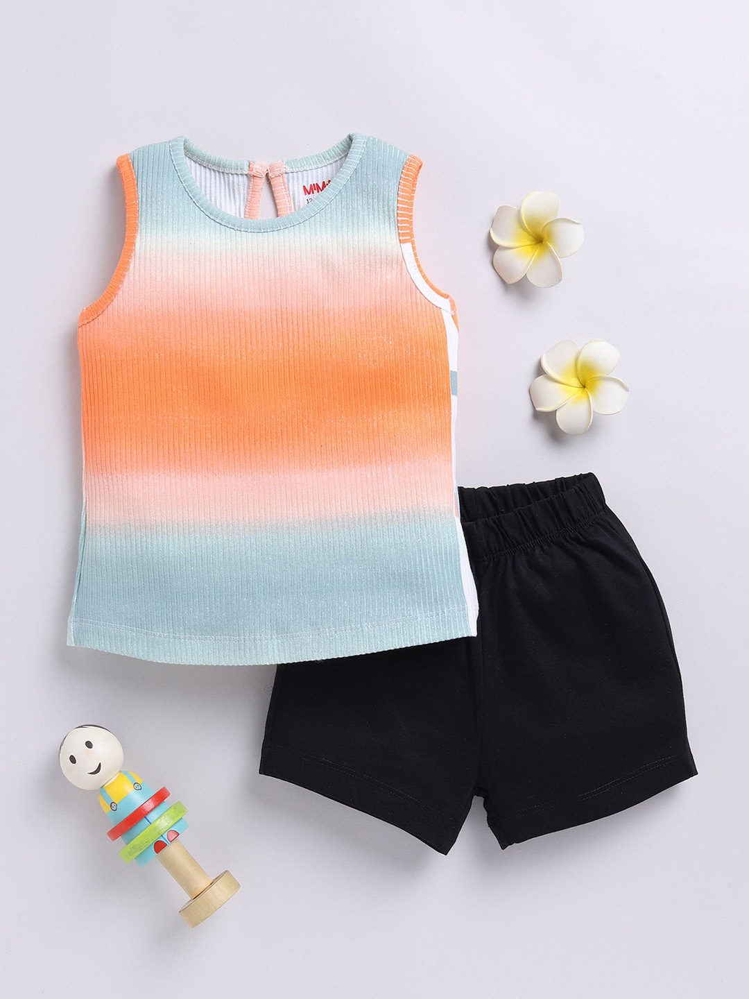 

MIMINO Girls Printed Top with Shorts, Orange