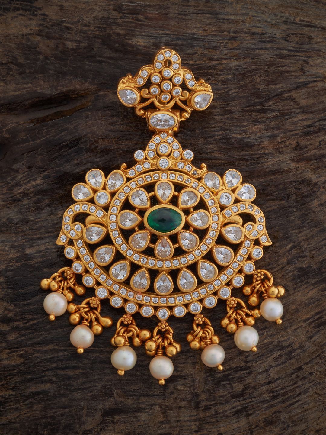 

Kushal's Fashion Jewellery 92.5 Pure Silver Gold-Plated Stones Studded Pendant