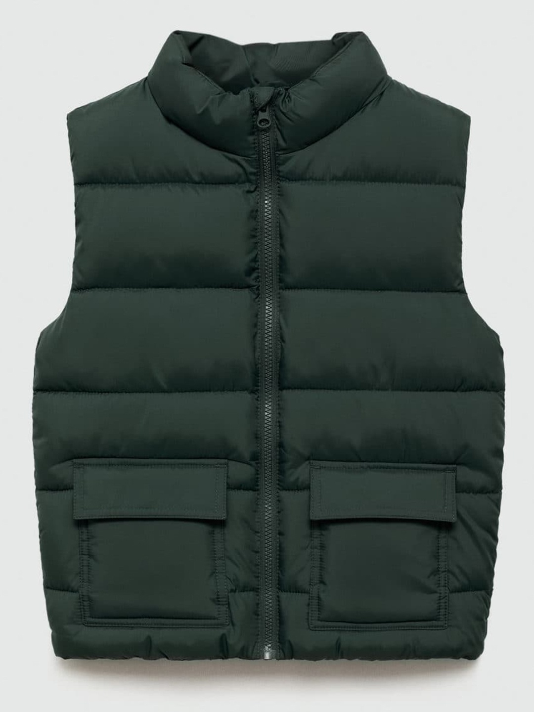 

Mango Kids Boys Mock Collar Quilted Gilet Jacket, Green