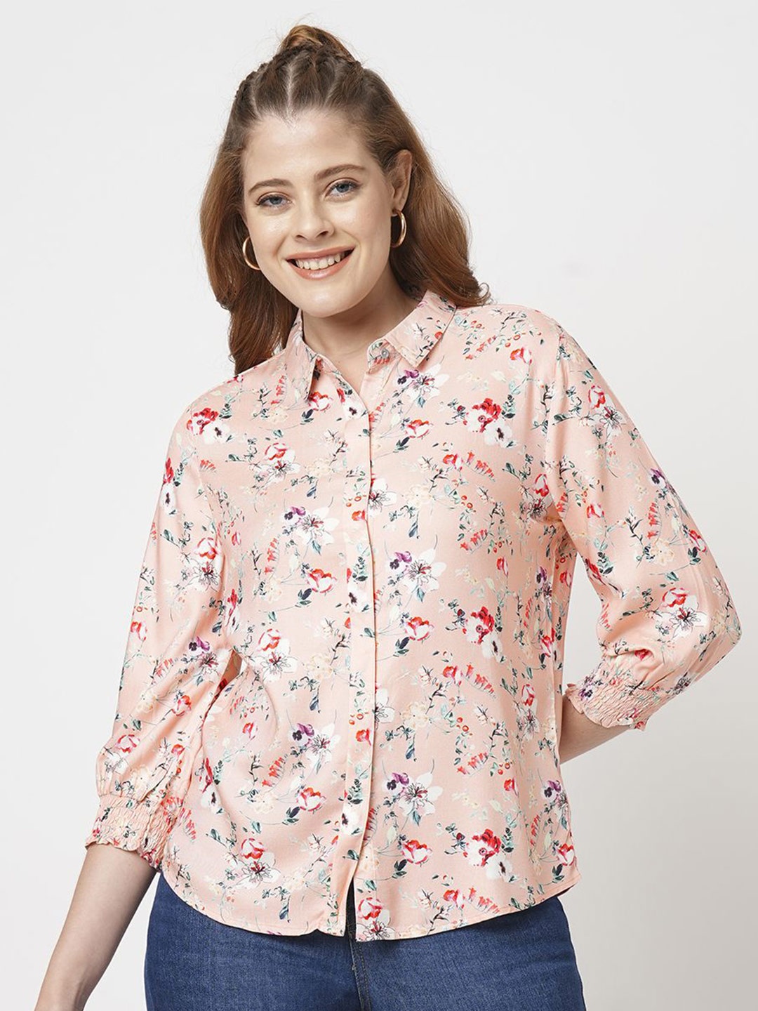 

Kraus Jeans Women Slim Fit Floral Opaque Printed Casual Shirt, Multi