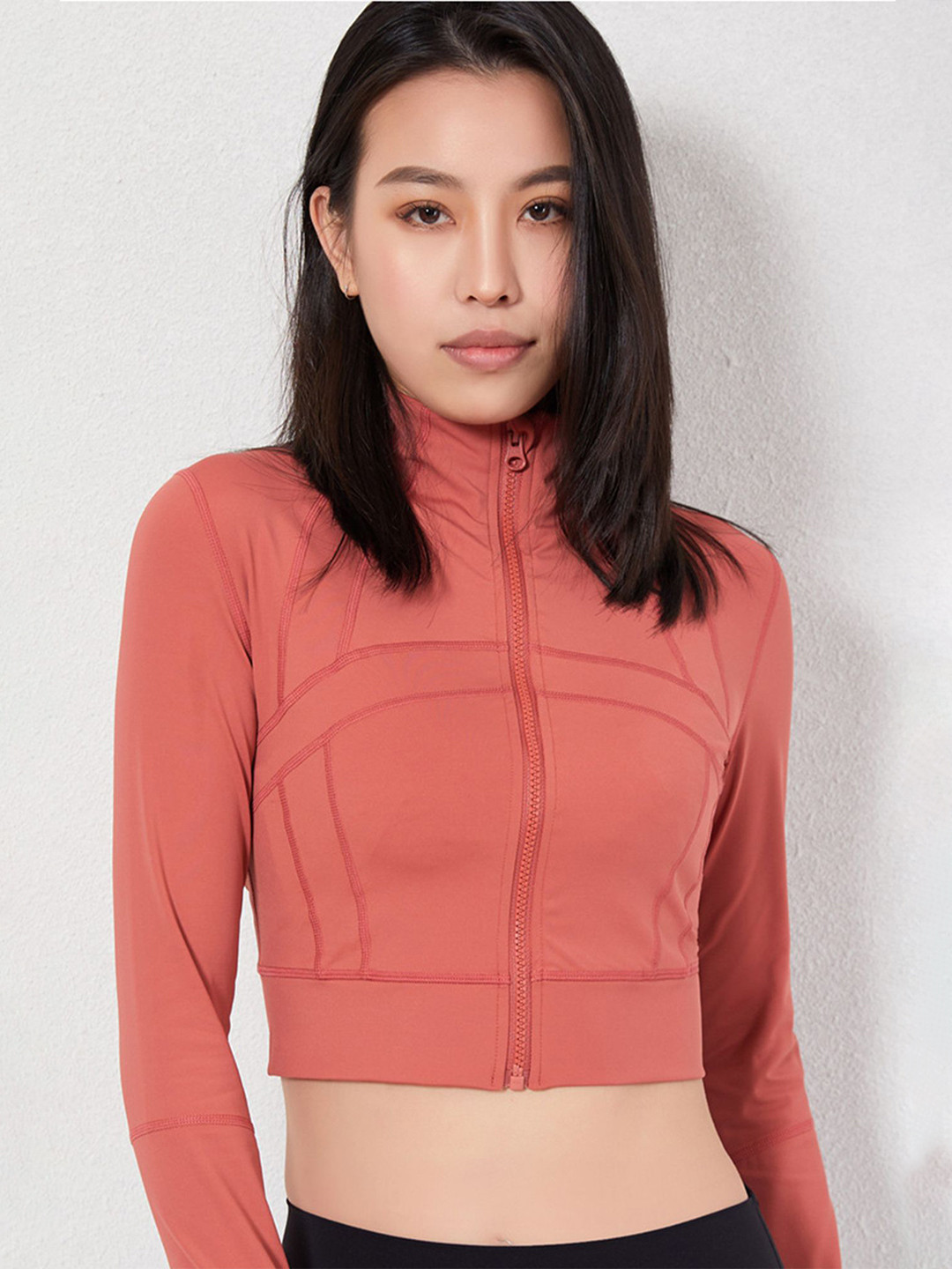

LULU & SKY Mandarin Collar Crop Top, Red