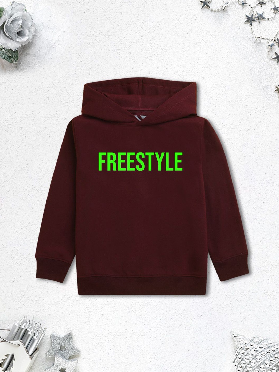 

NUSYL Boys Printed Hooded Sweatshirt, Maroon