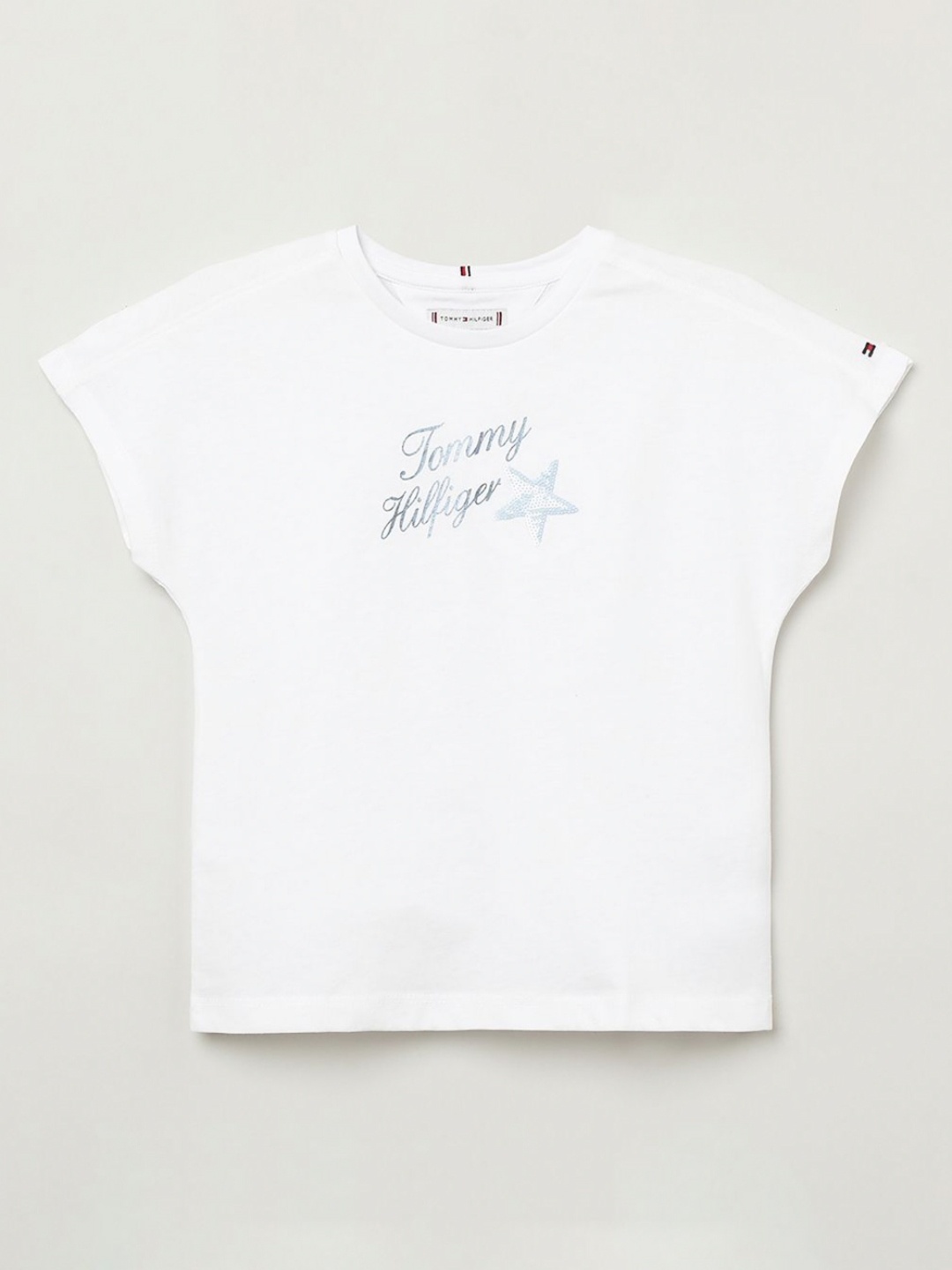 

Tommy Hilfiger Girls Typography Printed Extended Sleeves T-shirt, White