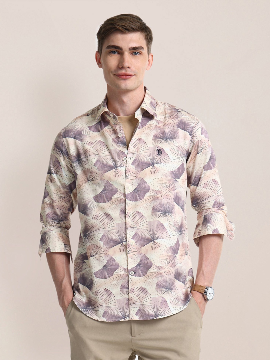 

U.S. Polo Assn. Men Classic Opaque Printed Casual Shirt, Multi