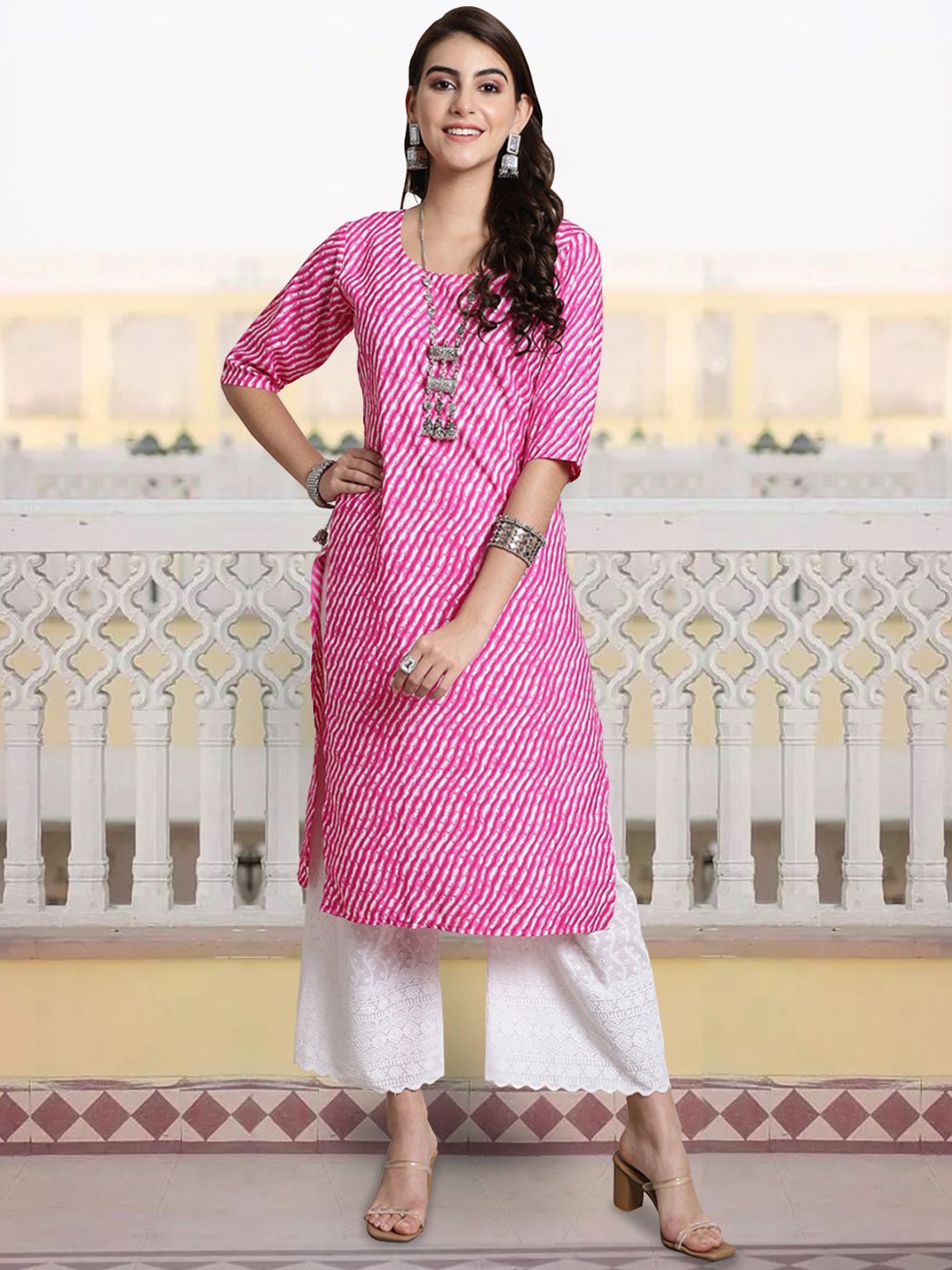 

7Threads Women Ethnic Motifs Printed Sequinned Floral Crepe Kurta, Multi