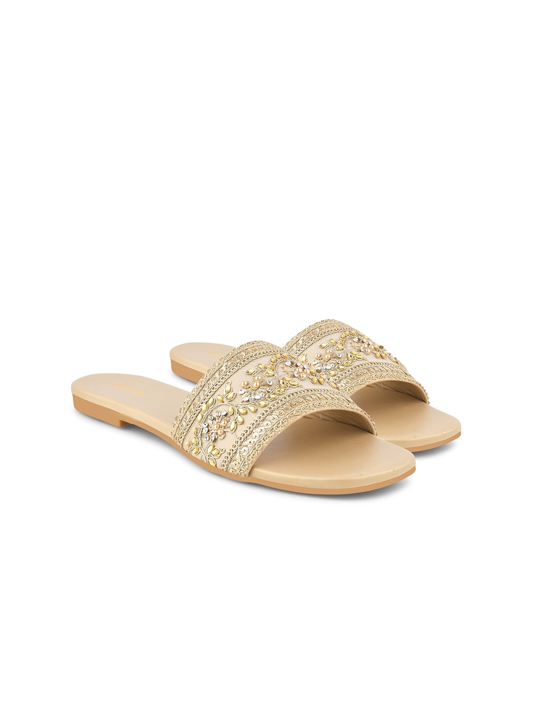 

Anouk Women Embellished Open Toe Flats, Beige