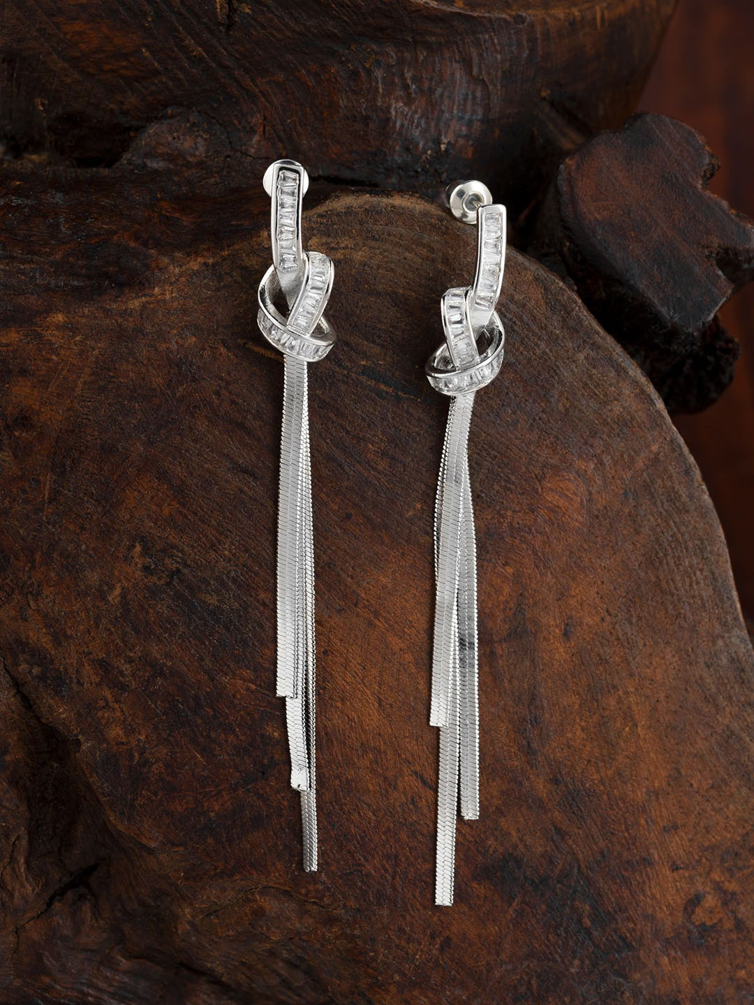 

E2O Contemporary Drop Earrings, Silver