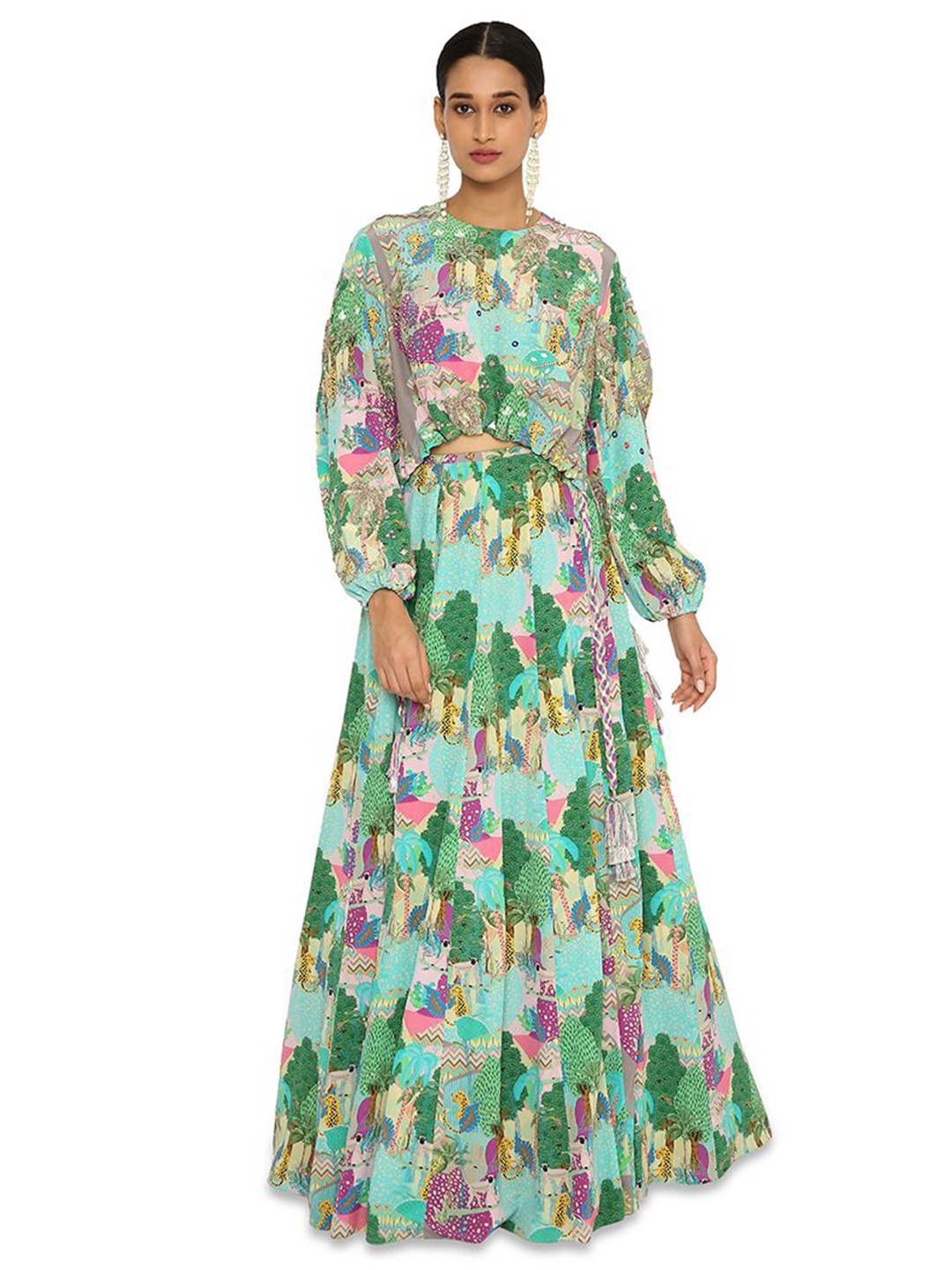 

Payal Singhal Floral Print Maxi Longline Top, Grey