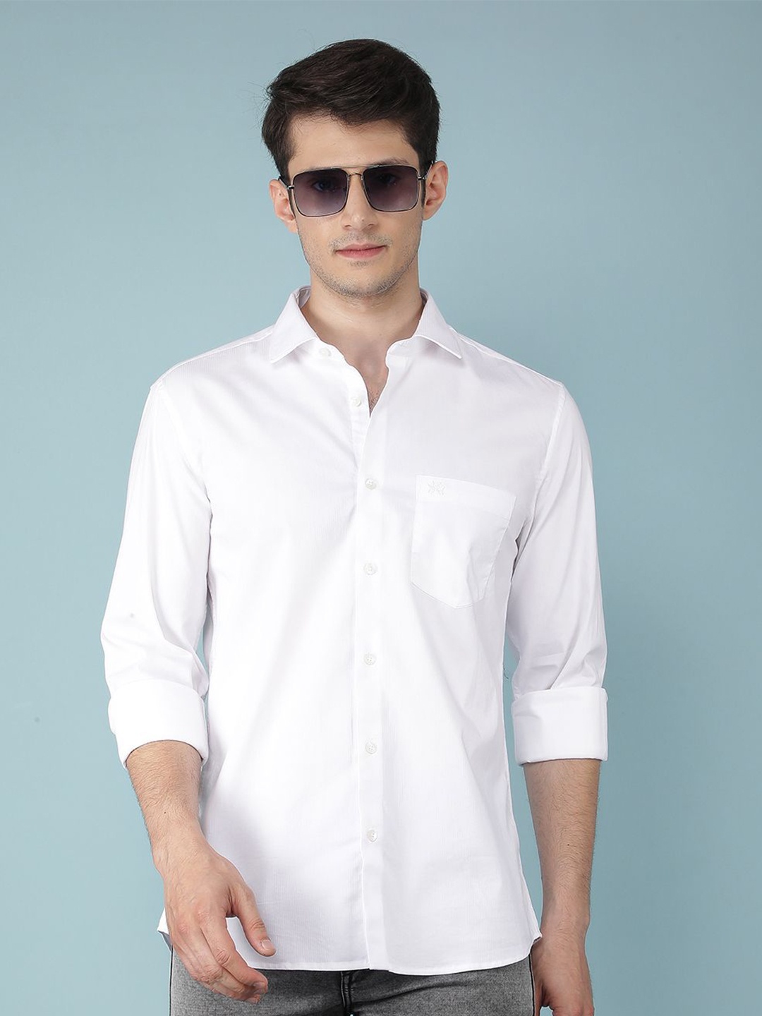 

Crimsoune Club Men Classic Slim Fit Opaque Casual Shirt, White