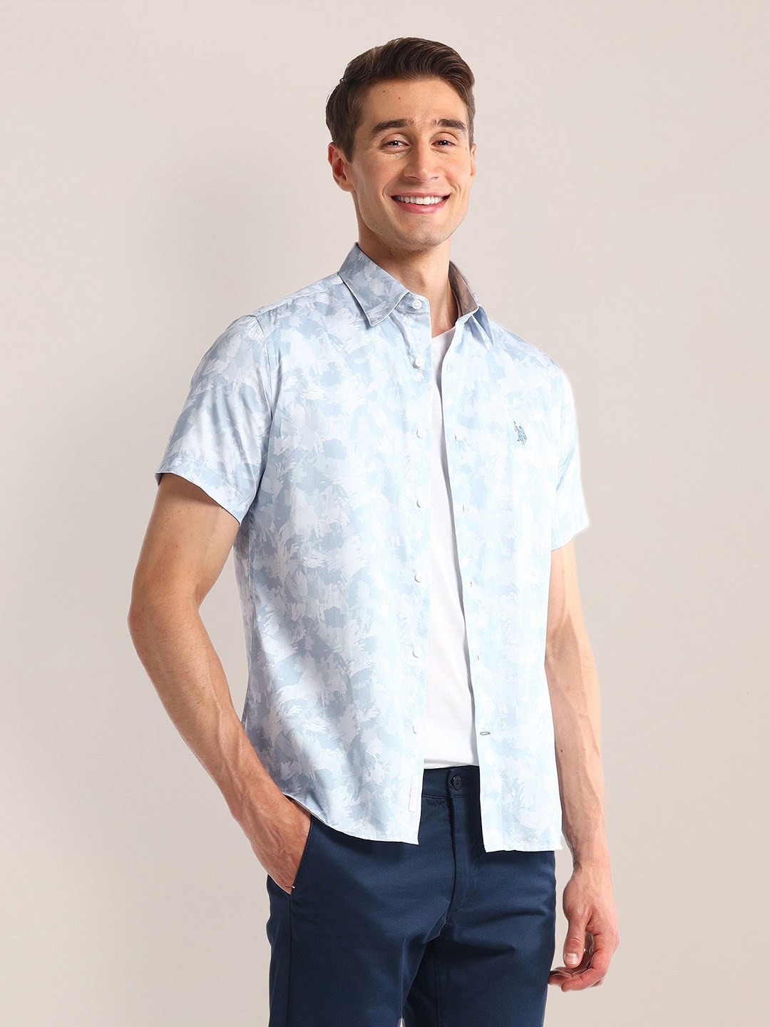 

U.S. Polo Assn. Men Classic Floral Opaque Printed Casual Shirt, Blue