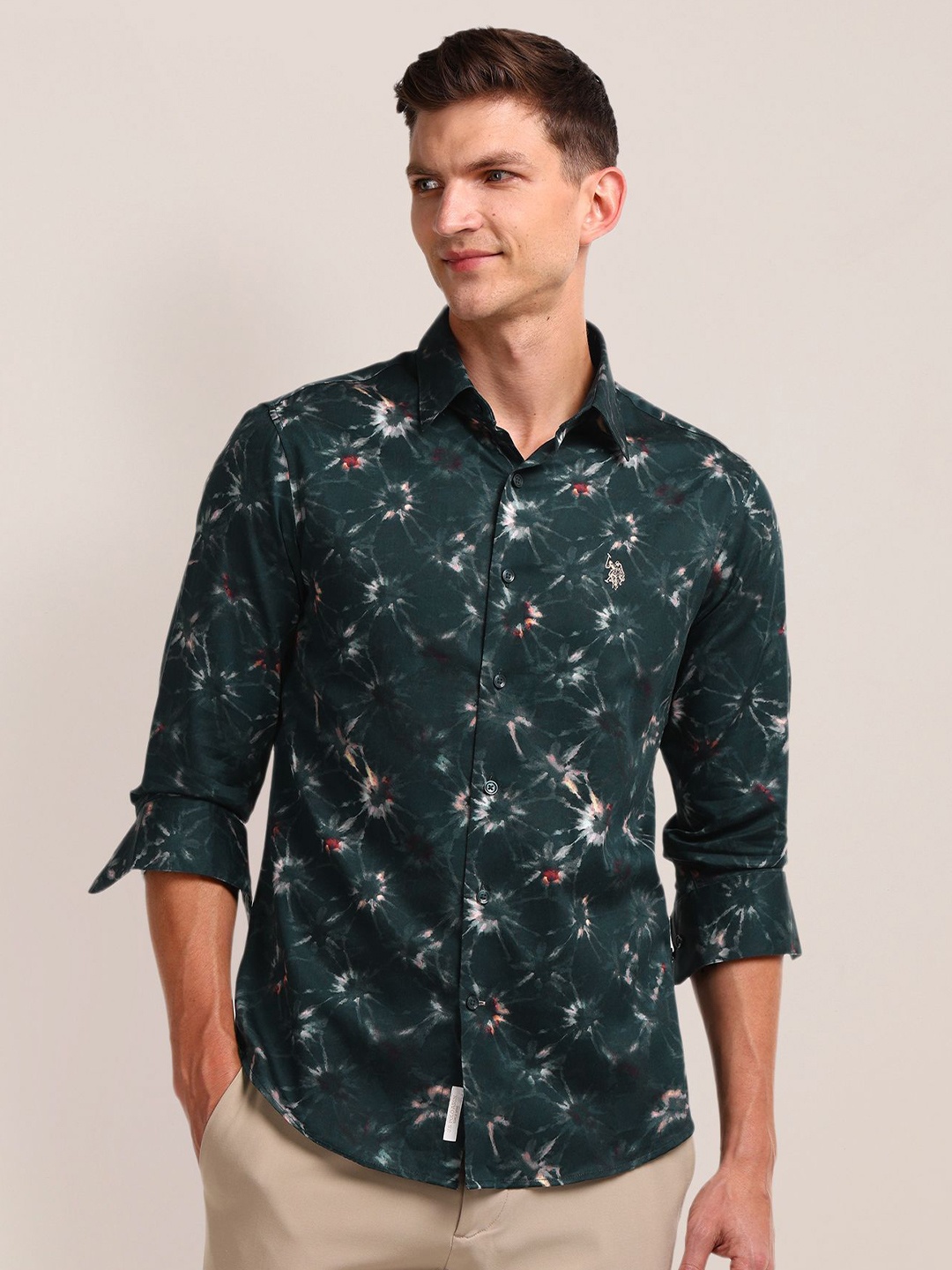 

U.S. Polo Assn. Men Classic Floral Opaque Printed Casual Shirt, Green