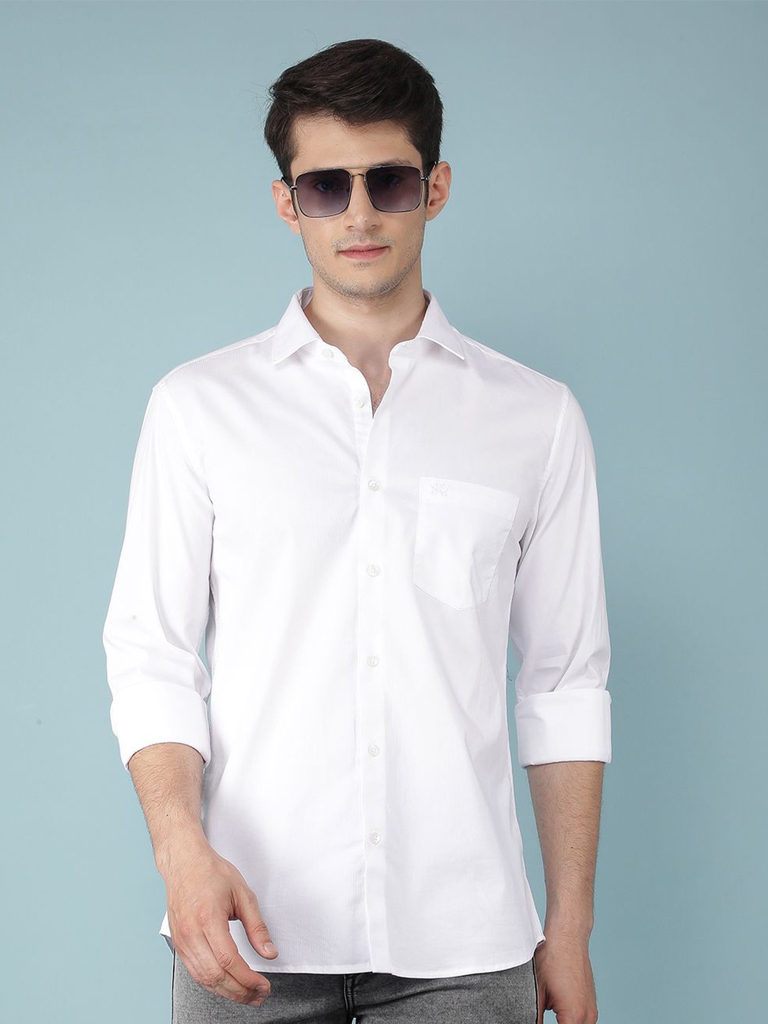 

Crimsoune Club Men Classic Slim Fit Opaque Casual Shirt, White