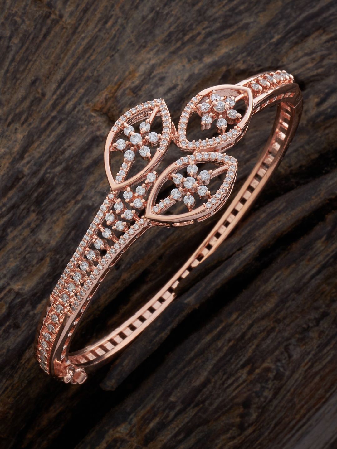 

Kushal's Fashion Jewellery Rhodium-Plated Cubic Zirconia Bangle-Style Bracelet, Rose gold