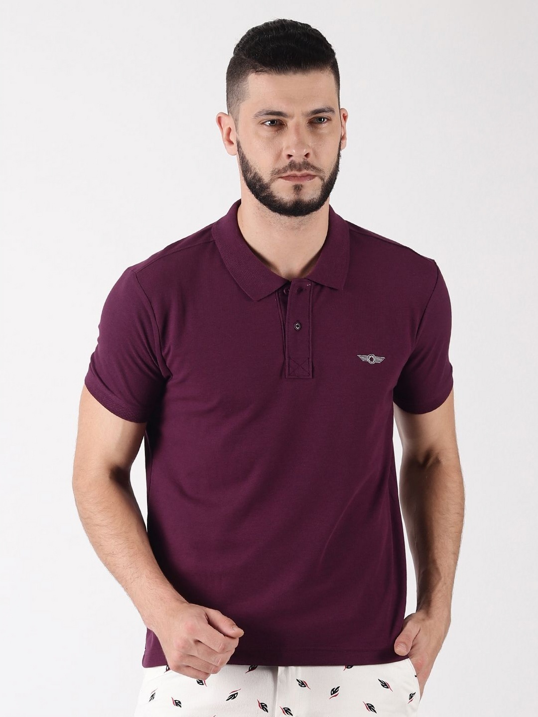 

Force NXT Men Solid Polo Collar Cotton T-Shirt, Purple