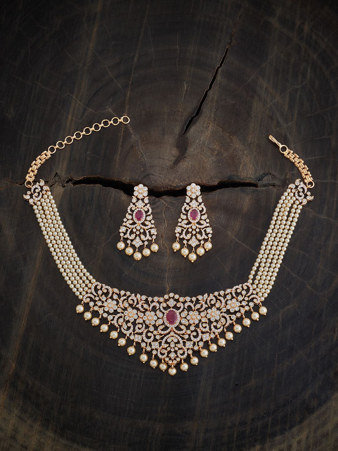 

Kushal's Fashion Jewellery Gold-Plated Cubic Zirconia-Studded Jewellery Set
