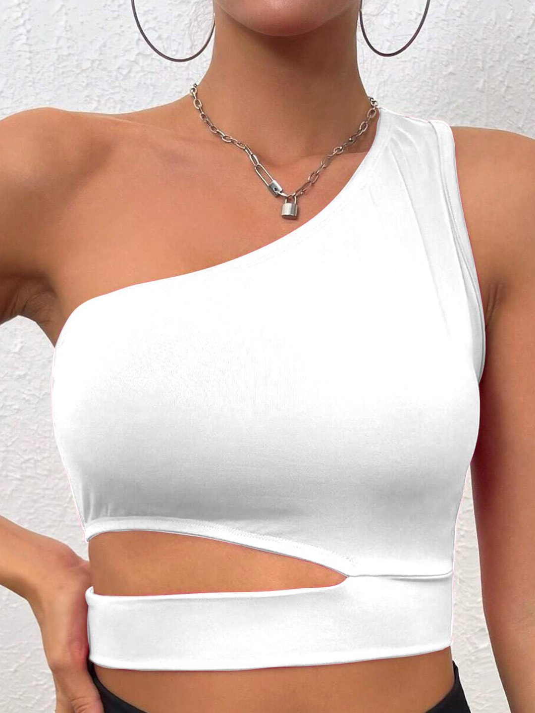 

Stylecast X Slyck One Shoulder Crop Top, White